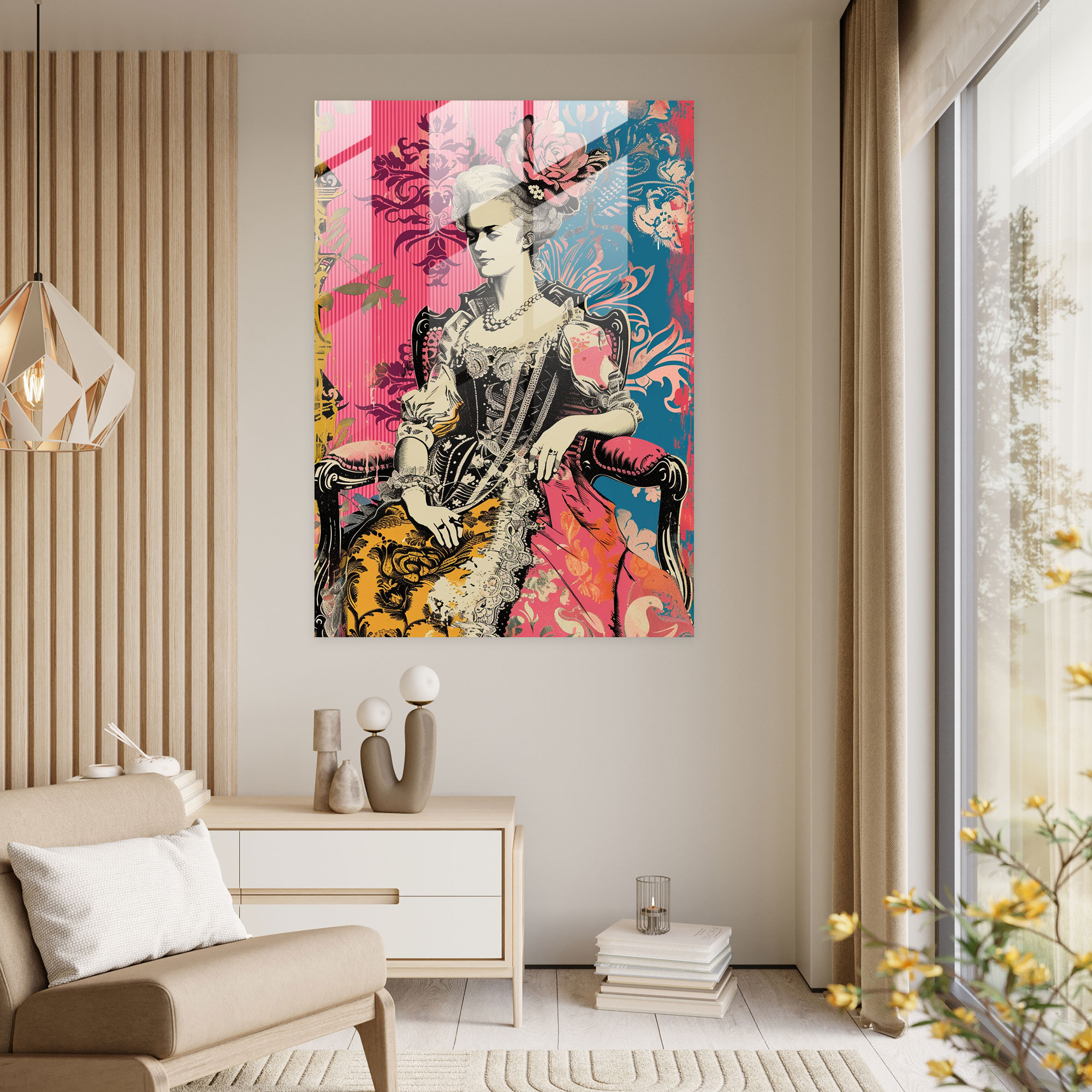 Pop Art Rococo Cam Tablo Sanatı - Klasizm ve Pop Art Tarzını Birleştirerek Duvar Dekorasyonu