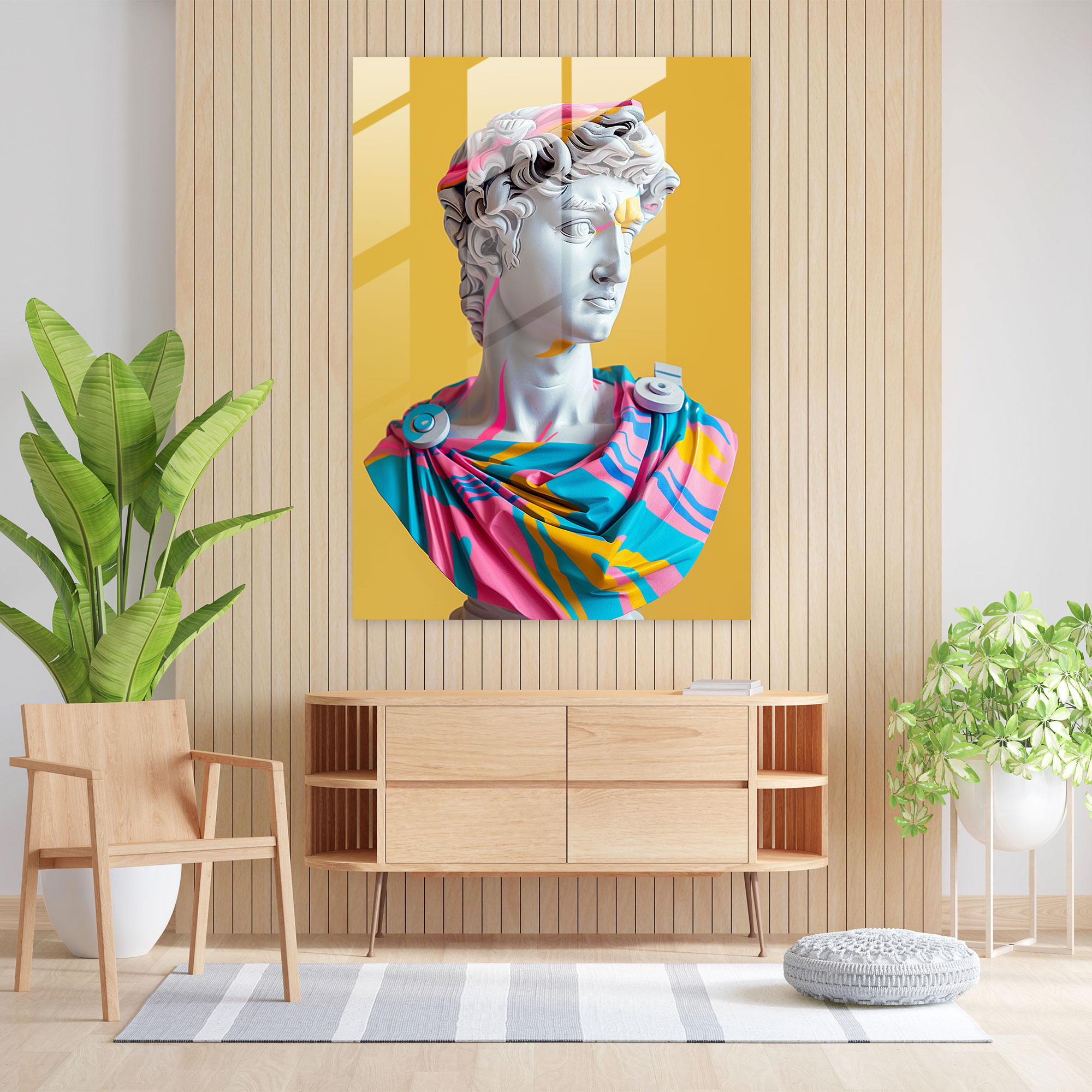 Neoklasik Pop Sanat Cam Tablo - Klasik+Popart Duvar Dekorasyonu Cam Sanatı Ev Dekorasyonu