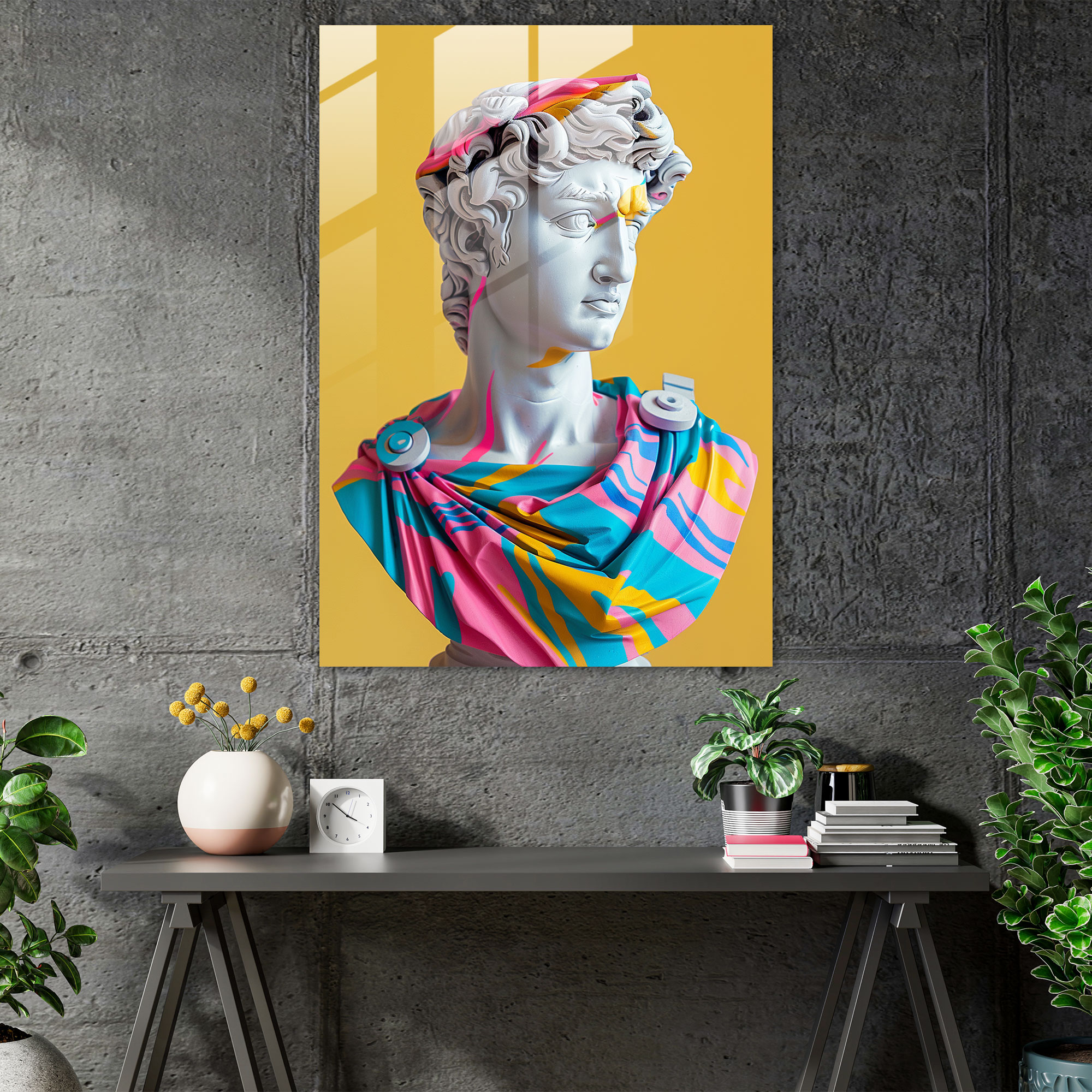 Neoklasik Pop Sanat Cam Tablo - Klasik+Popart Duvar Dekorasyonu Cam Sanatı Ev Dekorasyonu