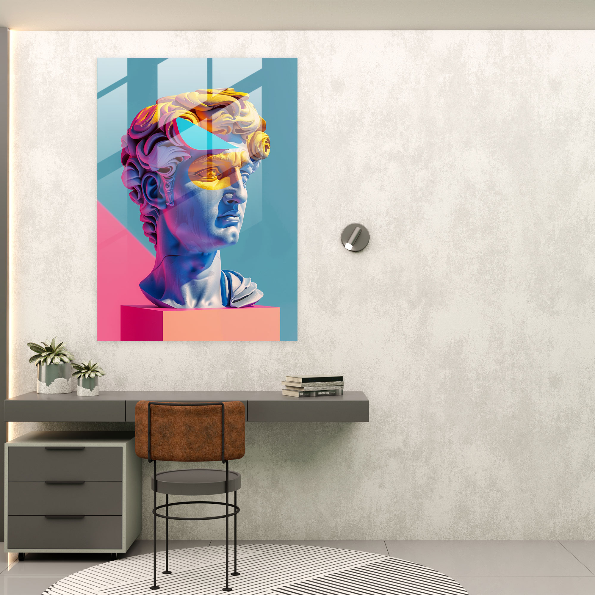Pop Art Cam Tablo Sanatı - Klasik+Popart Klasik Sanatı ve Pop Art'ı Birleştirin Duvar Dekorasyonu Cam Duvar Sanatı