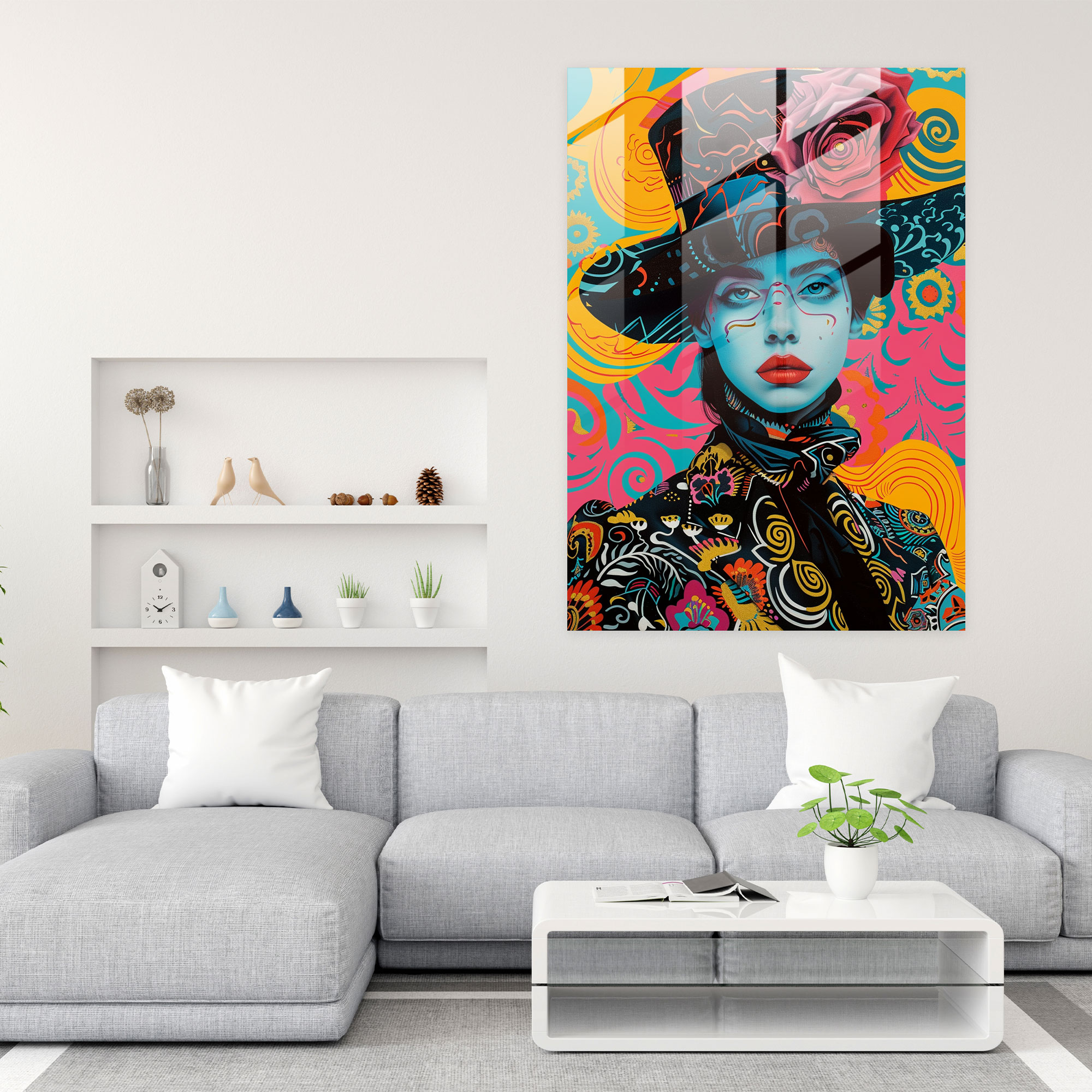 Pop Art Cam Tablo Sanatı - Klasik+Popart Cam Tablo Modern Sanat Klasizmi Pop Art ile Birleştirin