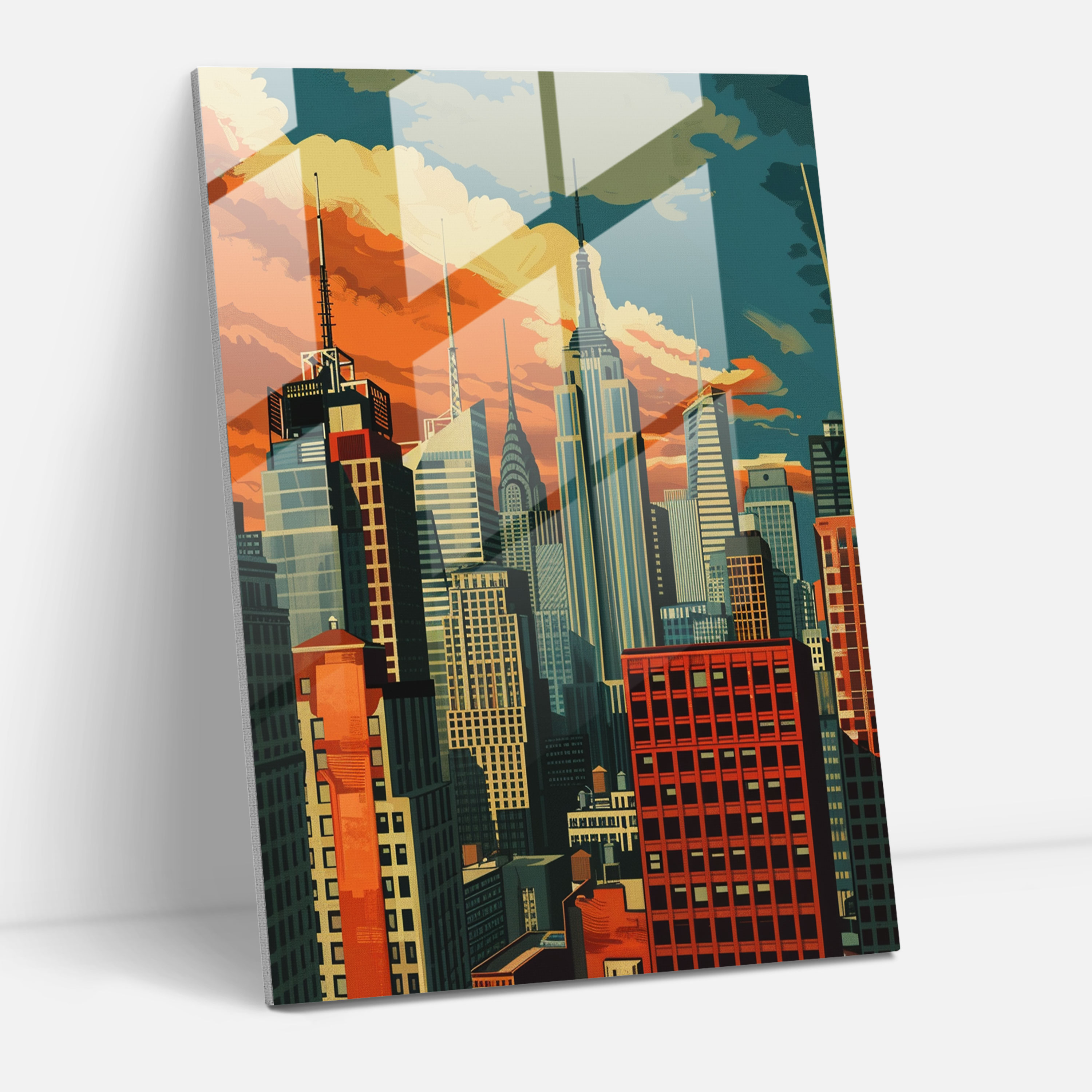 City Skyline Glass Print - Classicism+Popart, Home Decoration, Modern Art, Glass Print
