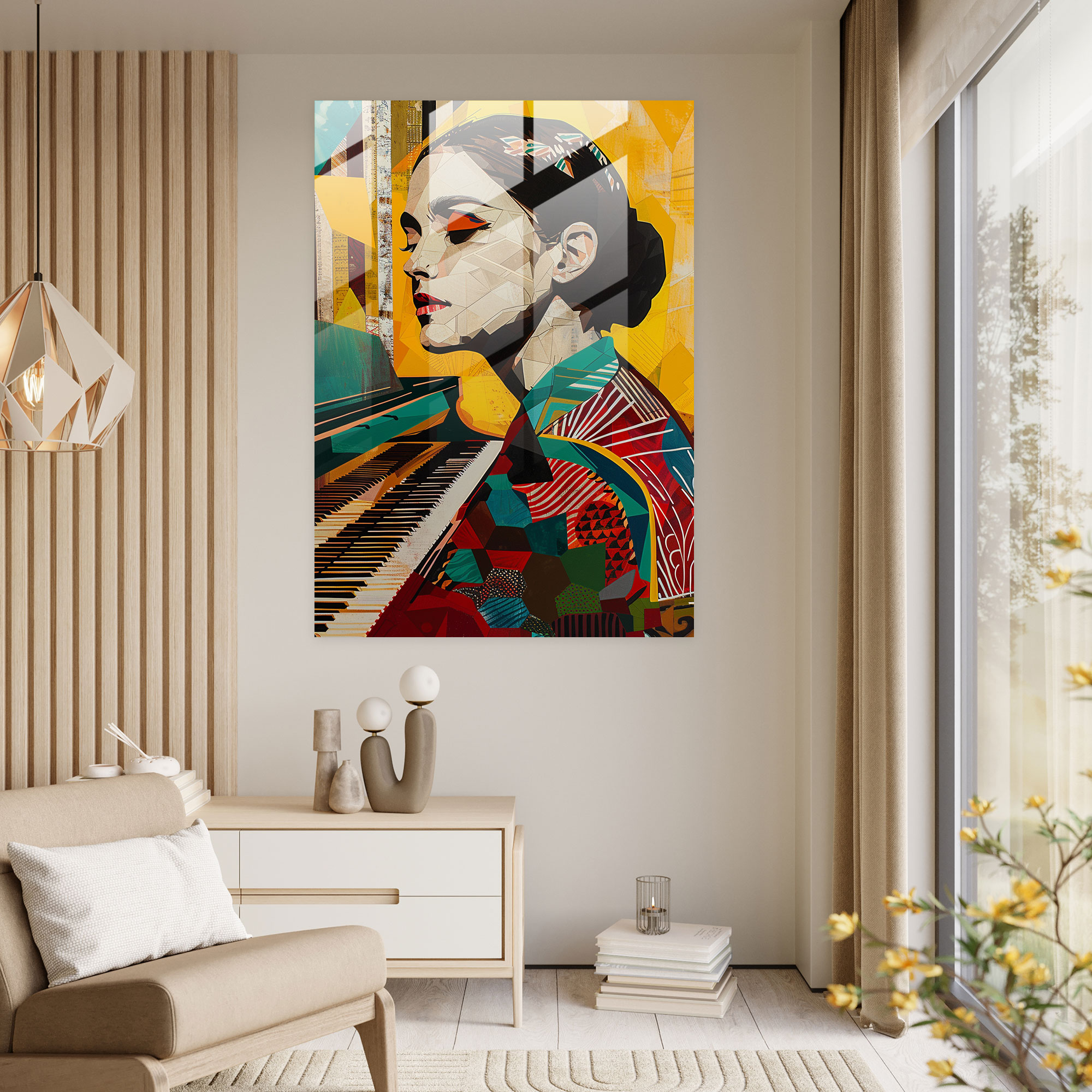 Classical Pianist Glass Print - Classicism+Popart, Wall Decoration, Glass Wall Art, Home Decoration