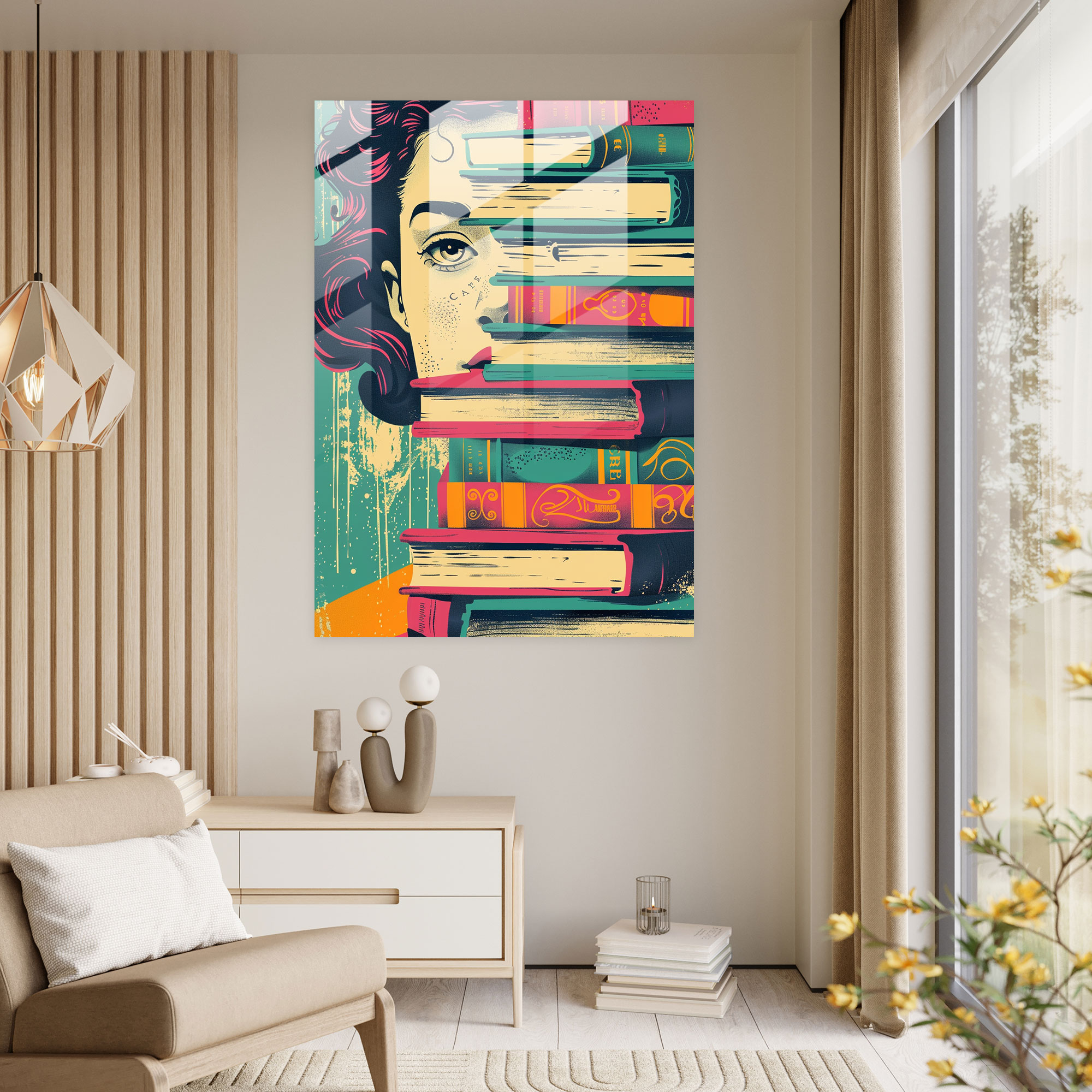 Vintage Book Cover Glass Print - Classicism+Popart, Wall Decoration, Glass Wall Art, Modern Art