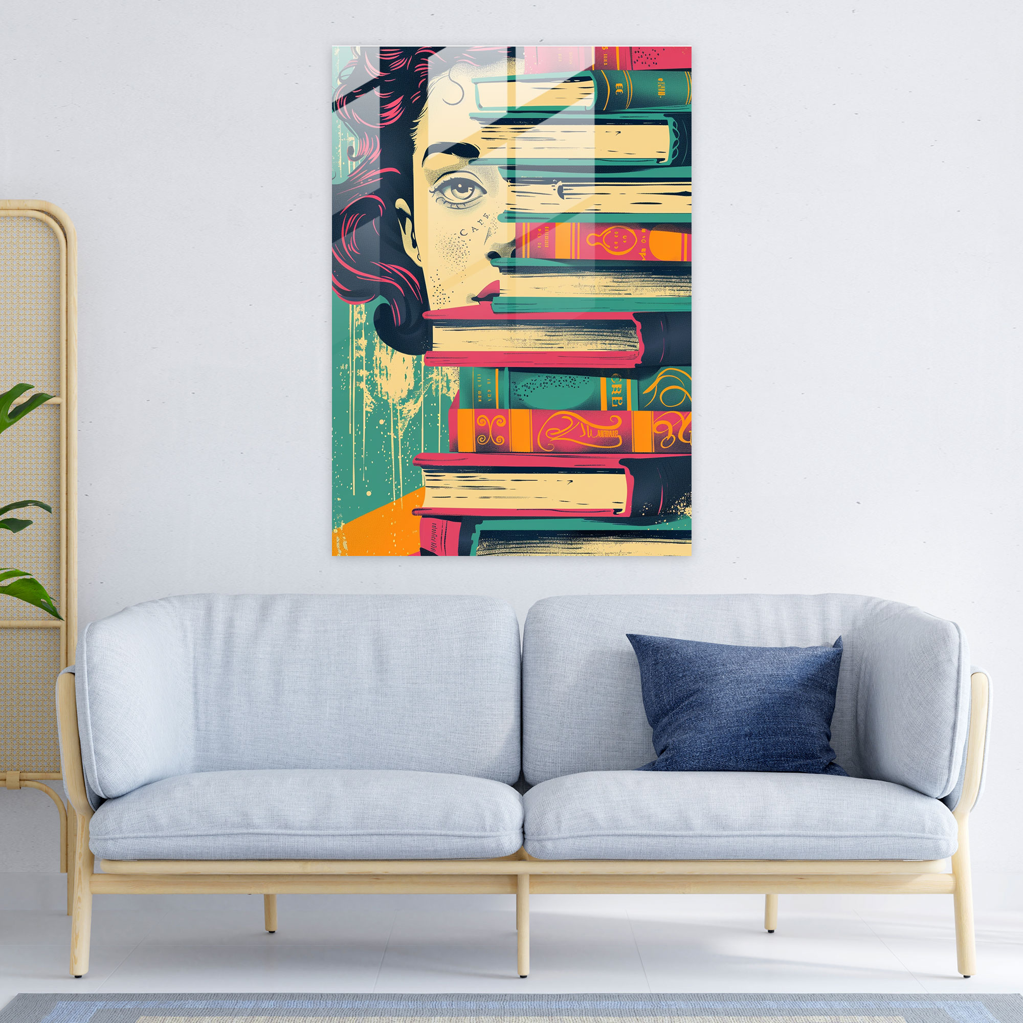 Vintage Book Cover Glass Print - Classicism+Popart, Wall Decoration, Glass Wall Art, Modern Art