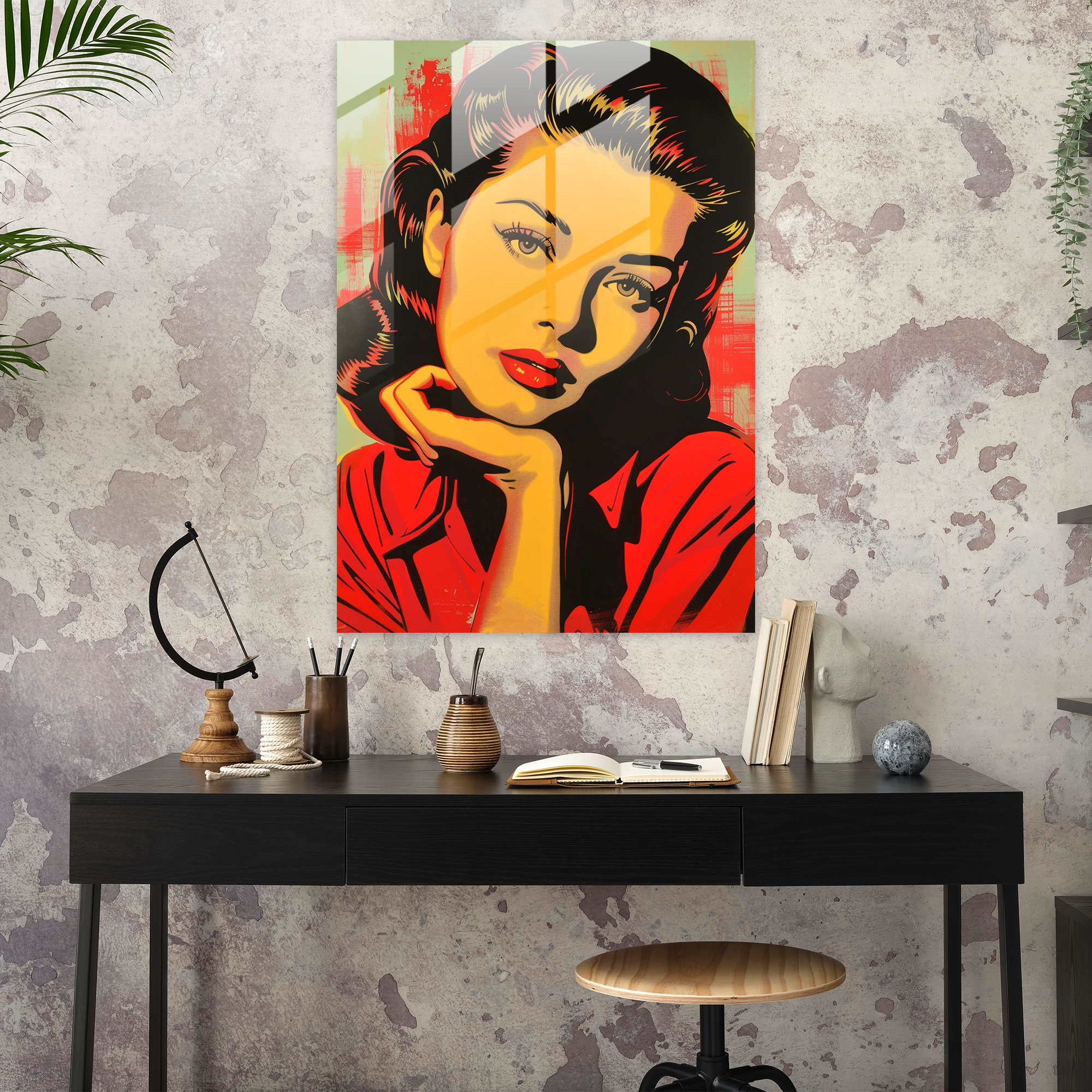 Hollywood Starlet Cam Duvar Sanatı - Klasikizm+Popart Cam Sanatı Cam Duvar Sanatı Modern Sanat