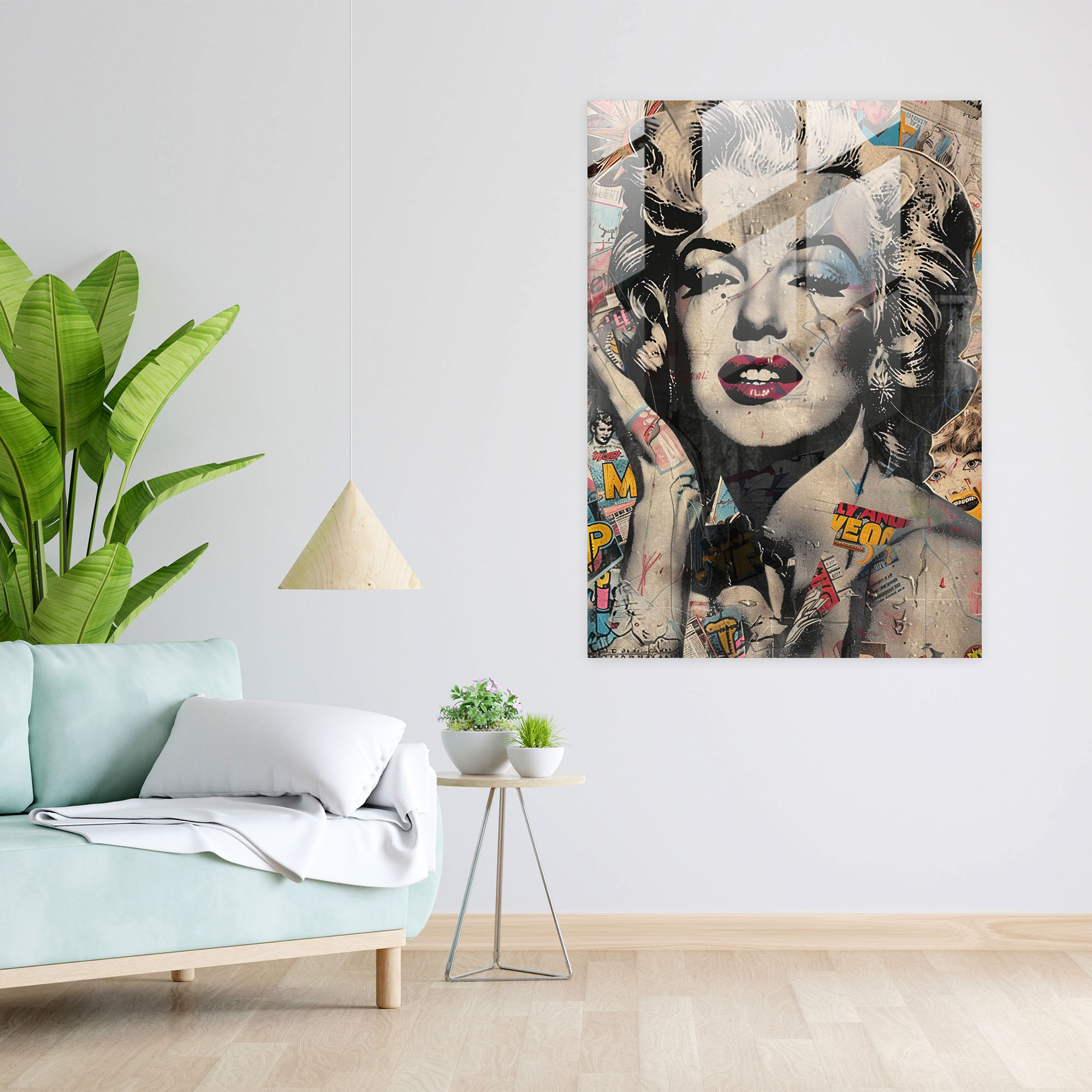 Pop Art Marilyn Cam Tablo - Klasikizm+Popart Cam Sanatı Cam Duvar Sanatı Modern Sanat