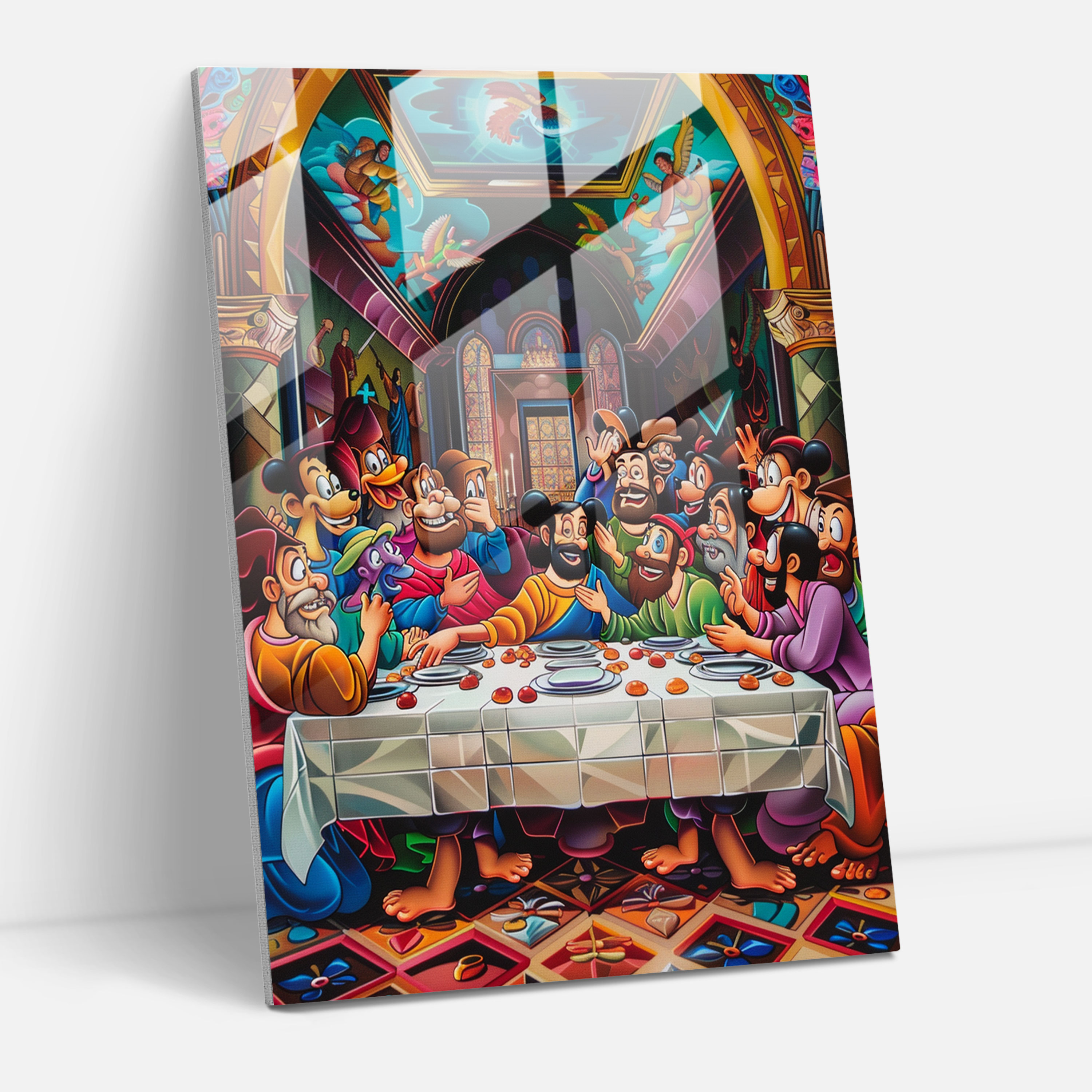 Classic Pop Art Last Supper Glass Print - Classicism+Popart, Modern Art, Glass Art, Home Decoration