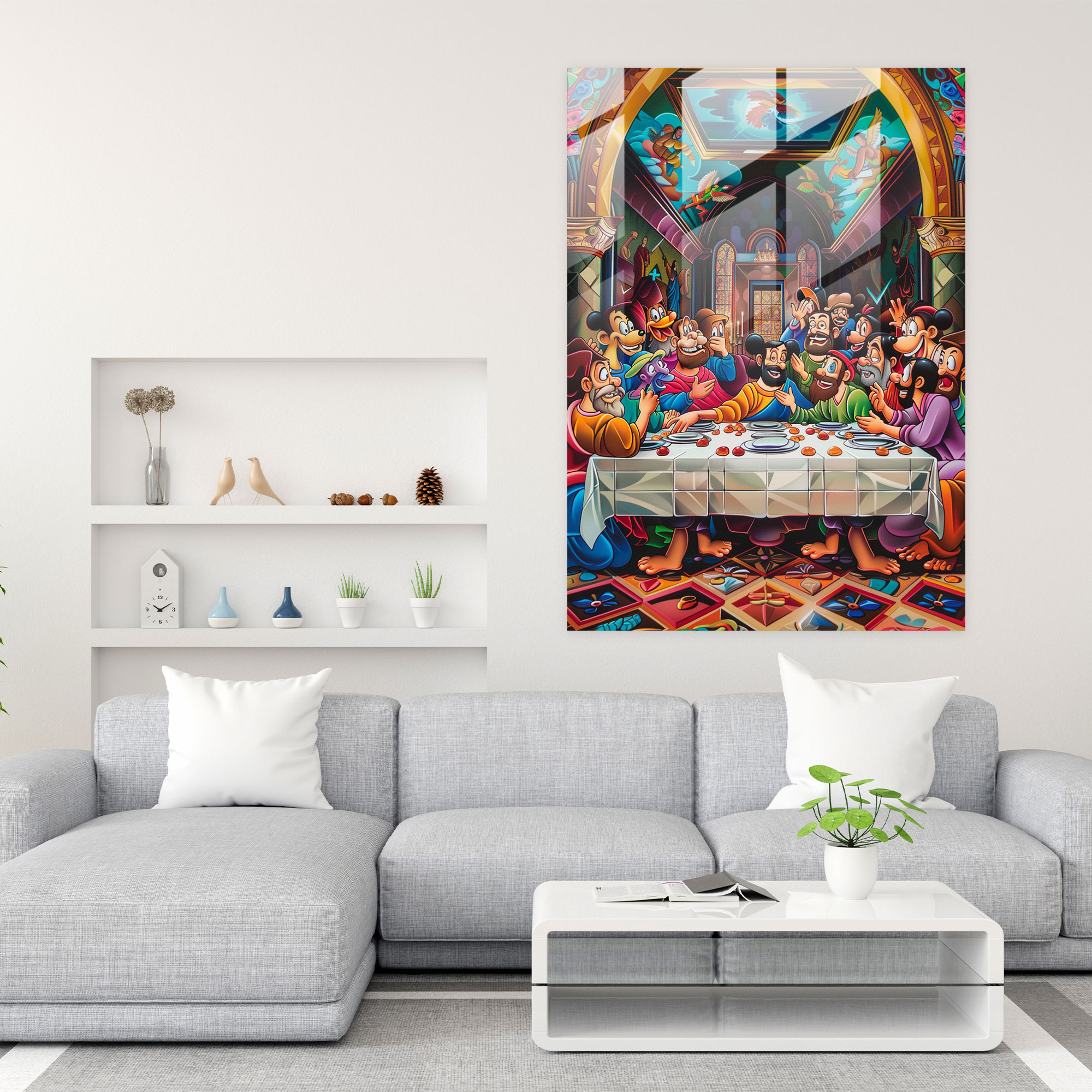 Classic Pop Art Last Supper Glass Print - Classicism+Popart, Modern Art, Glass Art, Home Decoration