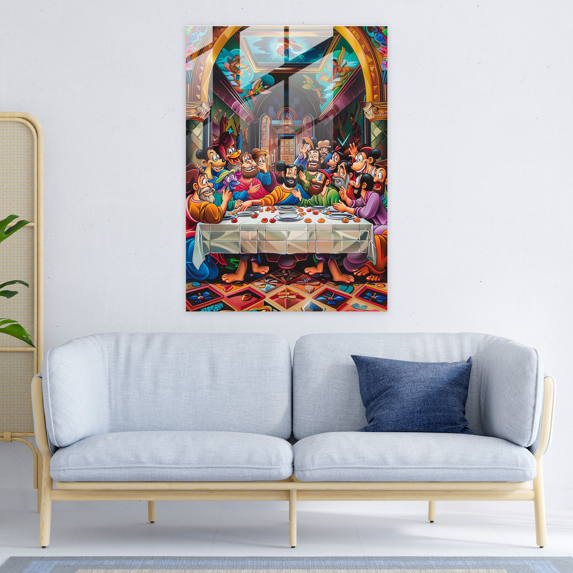 Classic Pop Art Last Supper Glass Print - Classicism+Popart, Modern Art, Glass Art, Home Decoration