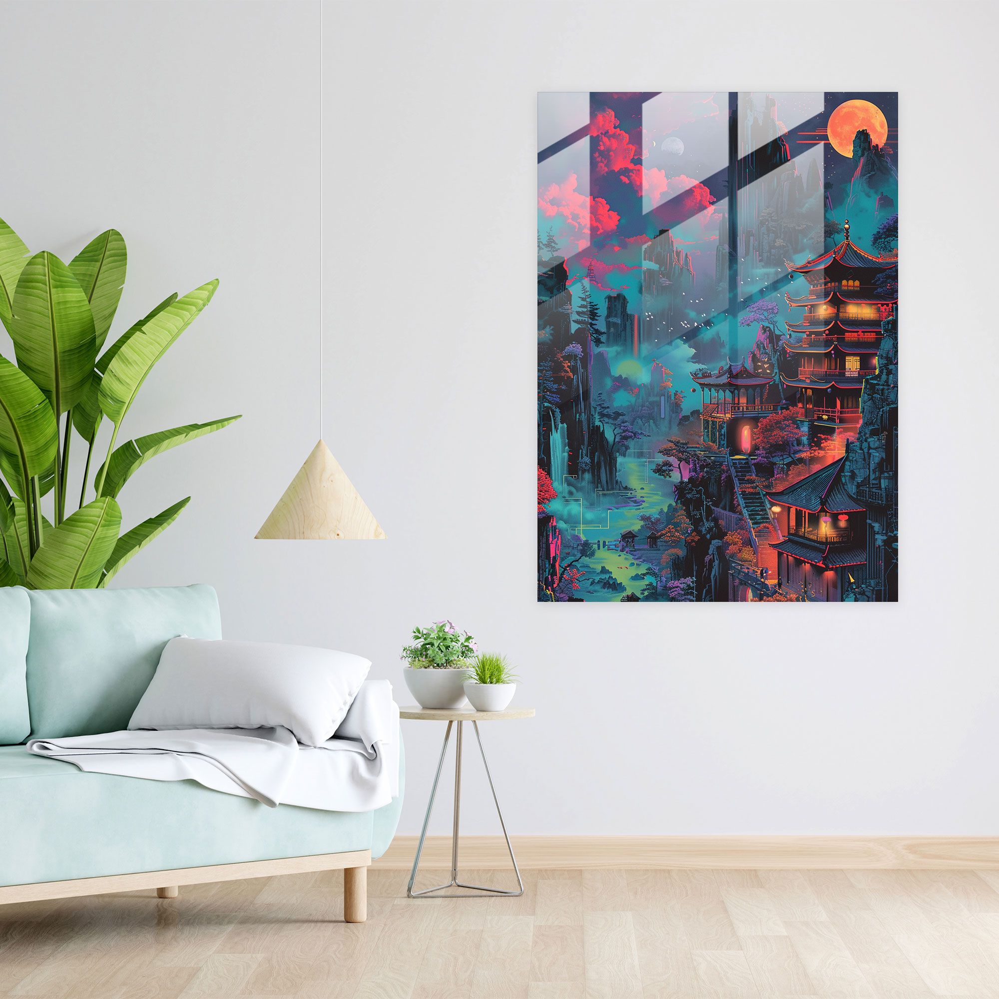 Chinese Landscape Pop Art Glass Wall Art - Classicism+Popart, Glass Wall Art, Home Decoration, Modern Art