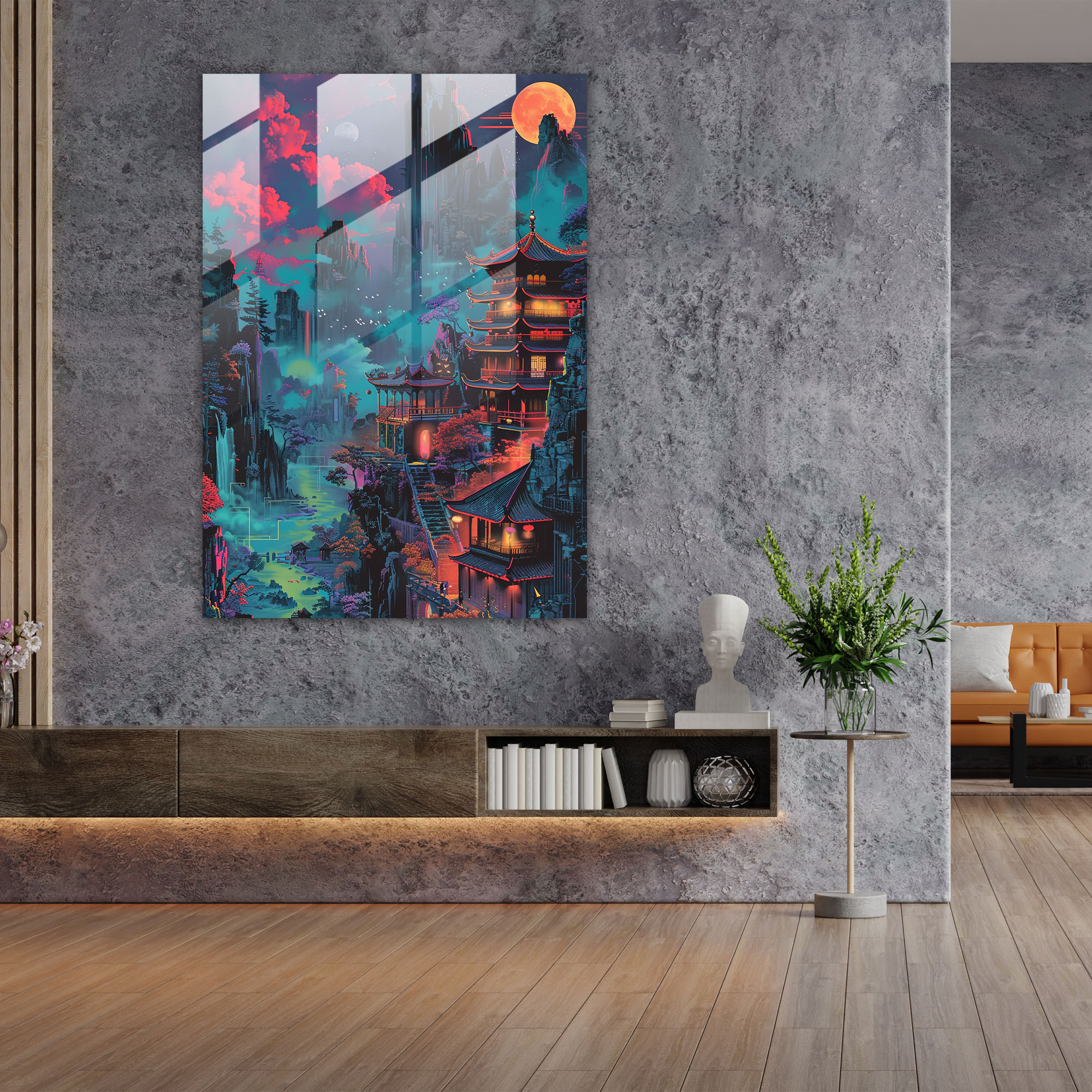 Chinese Landscape Pop Art Glass Wall Art - Classicism+Popart, Glass Wall Art, Home Decoration, Modern Art