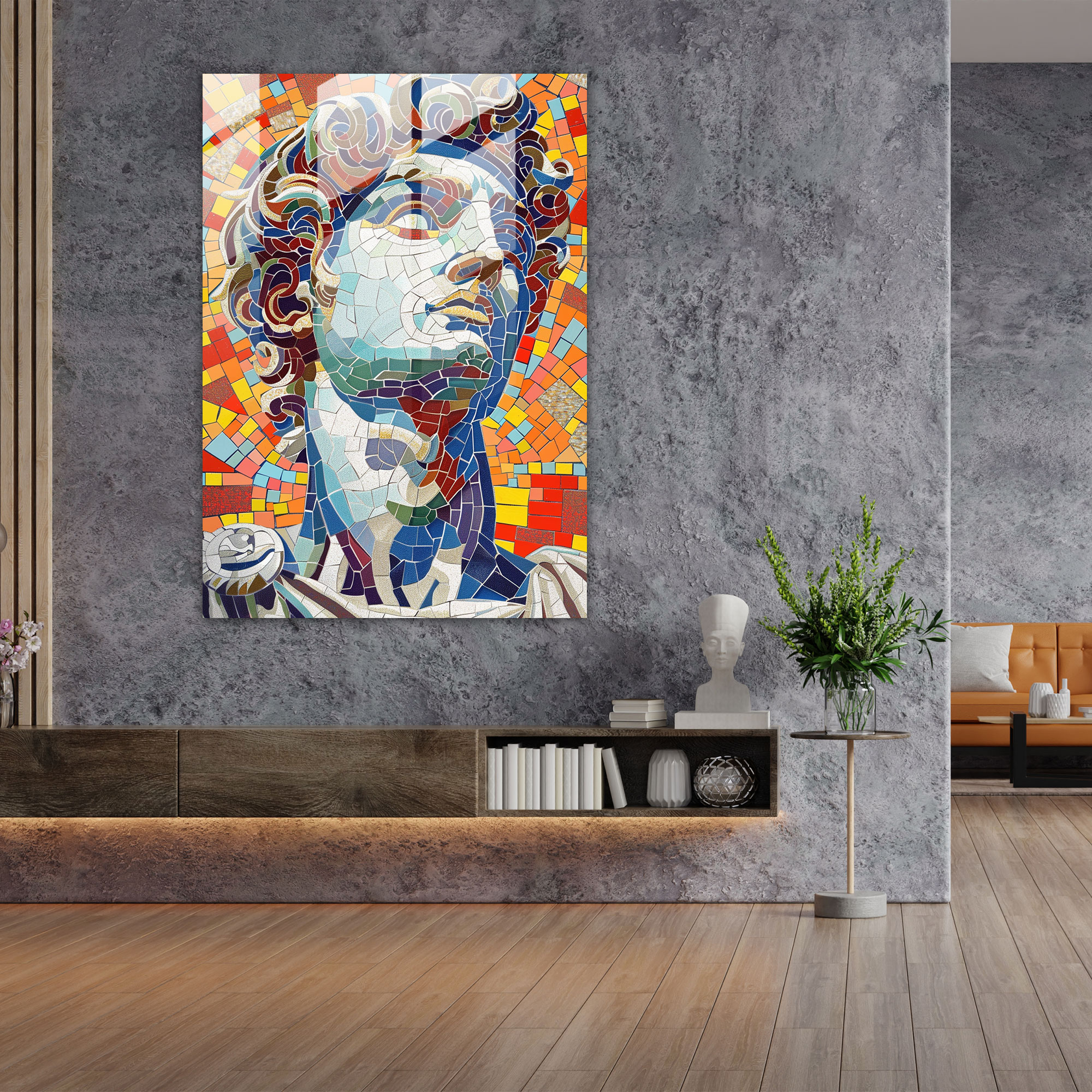 Roman Mosaic Pop Art Glass Wall Art - Classicism+Popart, Modern Art, Home Decoration, Wall Decoration