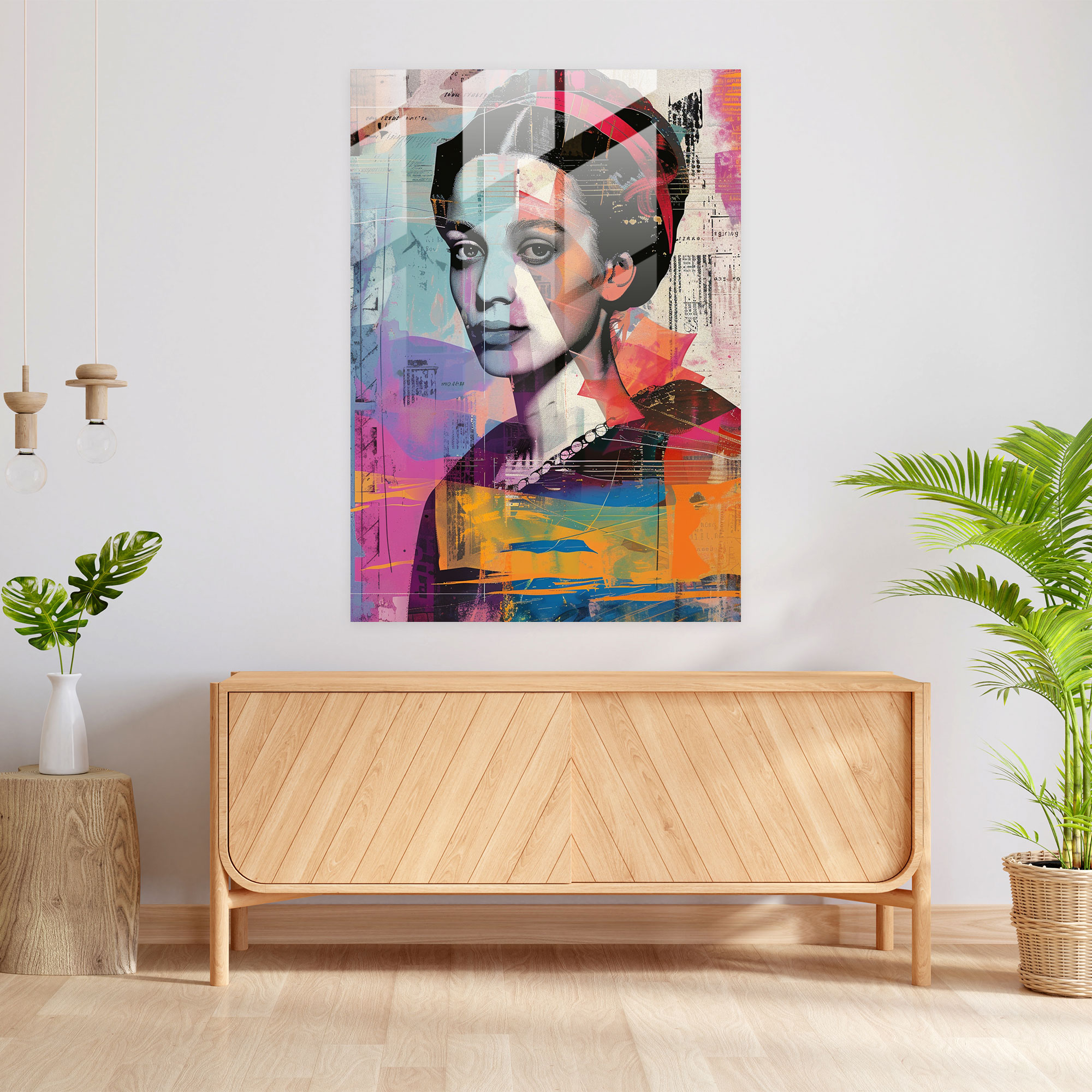 Klasizm ve Pop Art Buluşması Cam Tablo - Klasizm ve Pop Art Tarzını Birleştiren Cam Sanat Modern Sanat