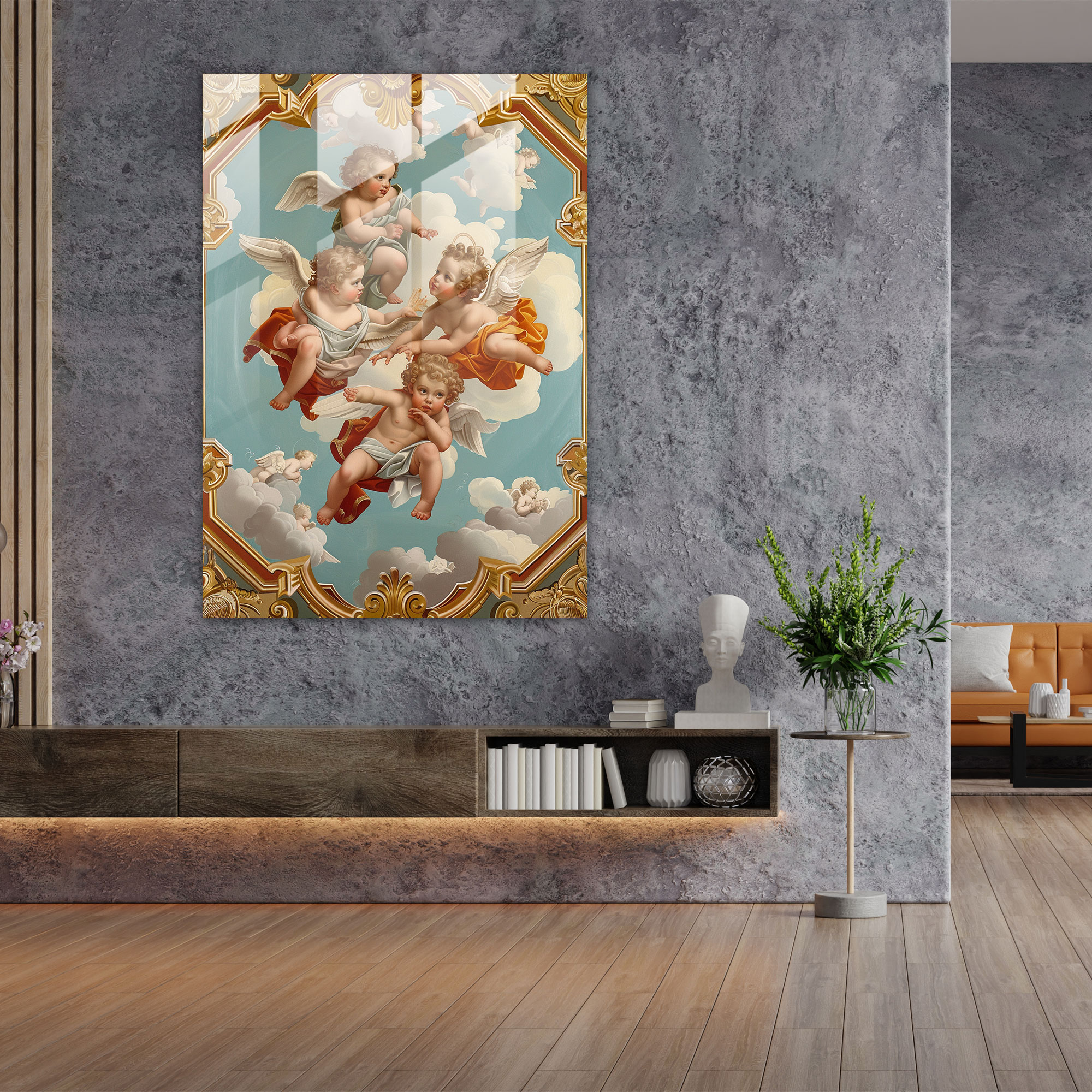 Klasik ve Pop Sanat Cam Tablo Print - Rönesans Resimleri Zarafet Ev Dekorasyonu