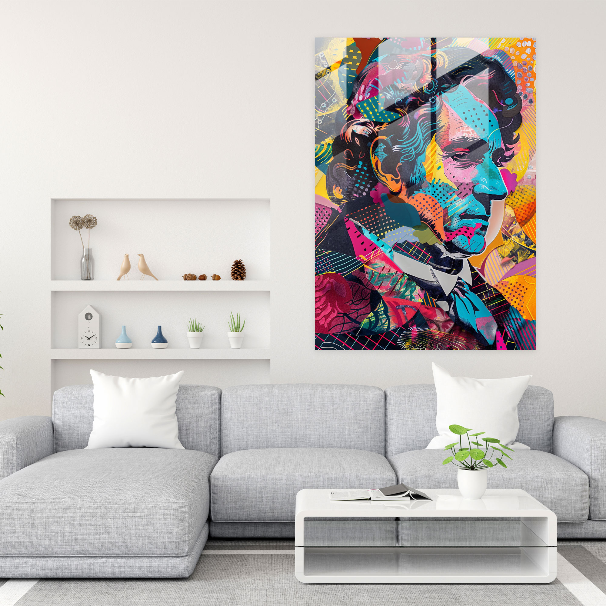Pop Art Modern Sanat Cam Baskı - Klasikçilik ile Pop Art Bir Arada Canlı Desenler Modern Sanat Cam Tablo