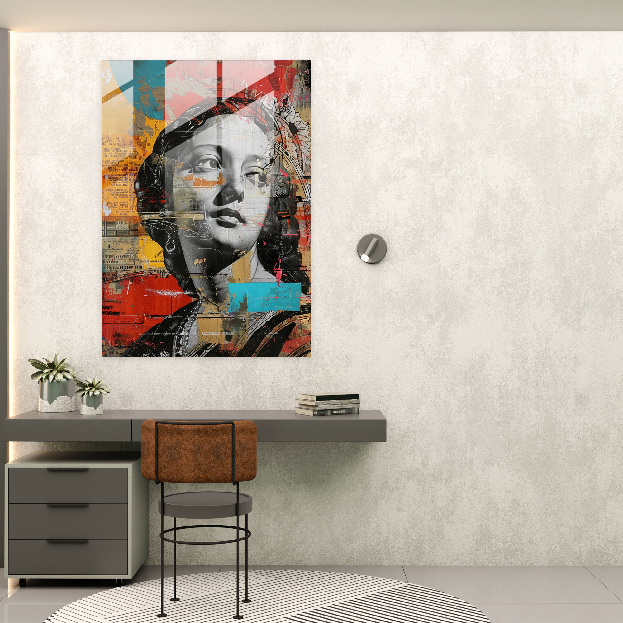 Classicism With Pop Art Glass Wall Art - Classicism+Popart, Combine Classicism With Pop Art, Home Decoration, Street Art Visuals