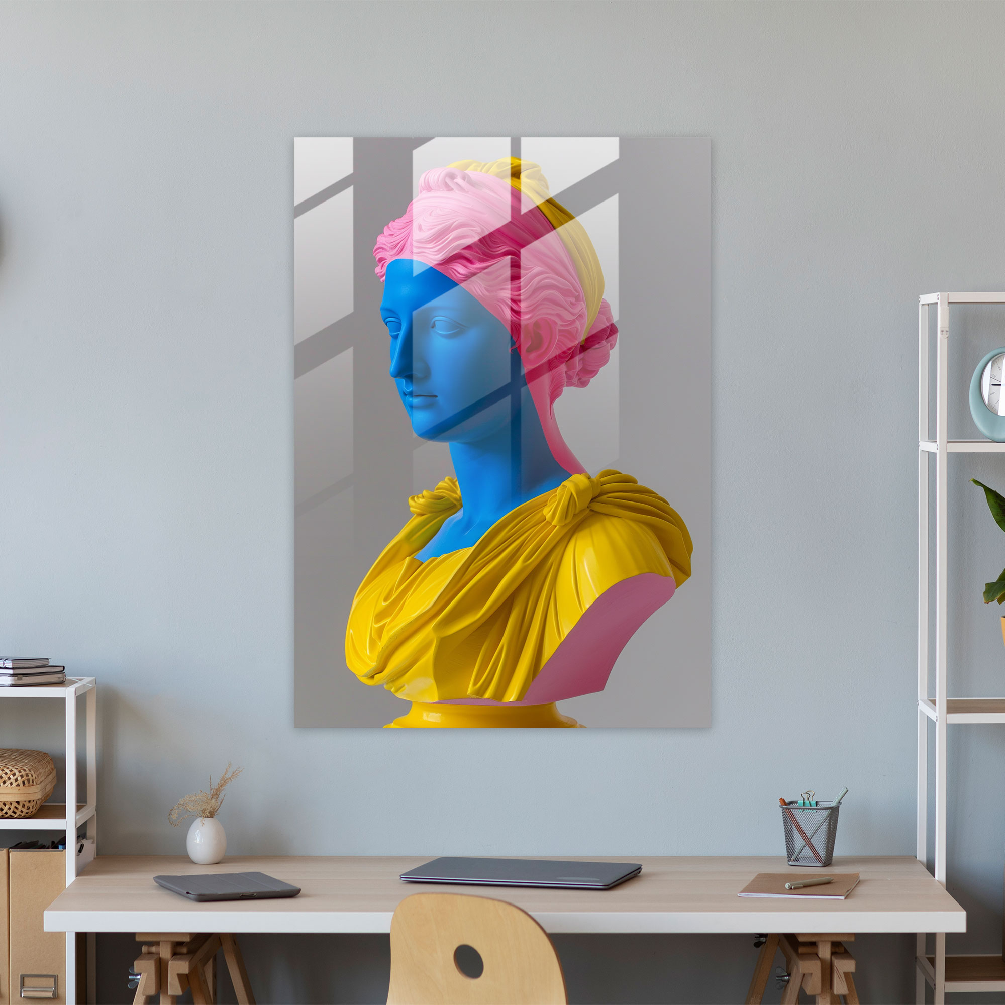 Klasik ve Pop Sanat Ev Dekorasyonu - Klasik+Popart Neoklasik Heykel Ev Dekorasyonu Cam Tablo