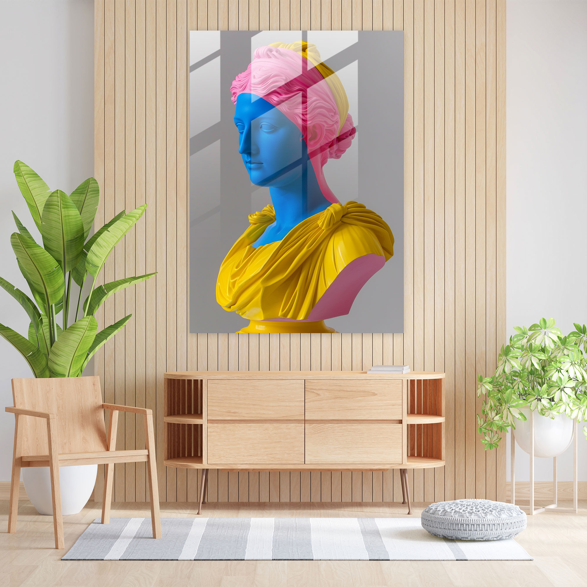 Klasik ve Pop Sanat Ev Dekorasyonu - Klasik+Popart Neoklasik Heykel Ev Dekorasyonu Cam Tablo