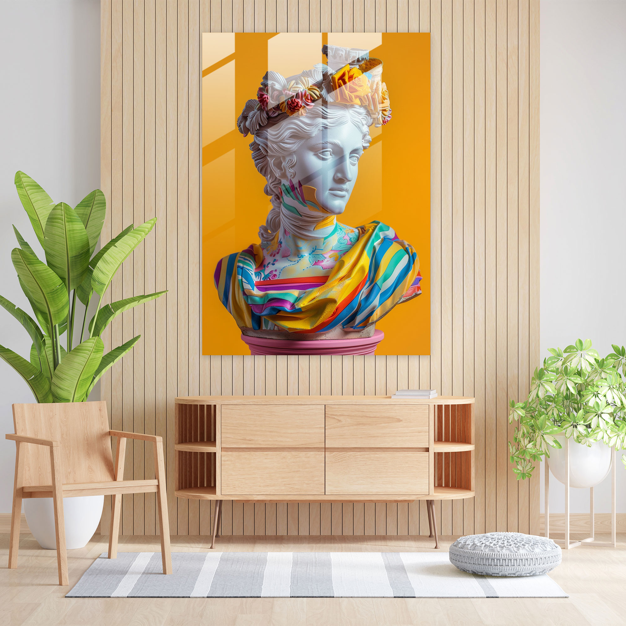 Klasik Pop Sanat Cam Sanatı - Klasik Sanat+Popart Cam Tablo Modern Sanat Klasik Sanatı Pop Sanat ile Birleştirin