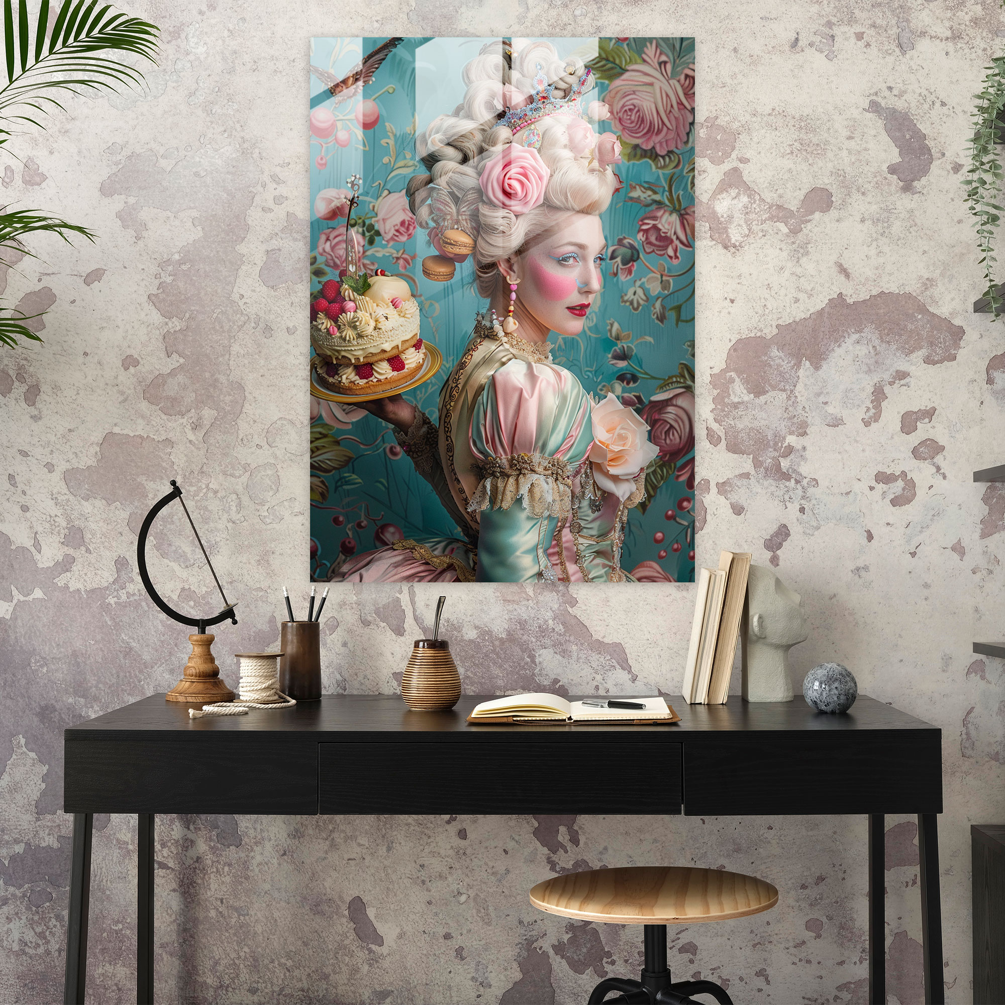 Klasiklik Pop Sanat Modern Sanat - Klasiklik ve Pop Sanatı Birleştir Cam Tablo ile Modern Sanat