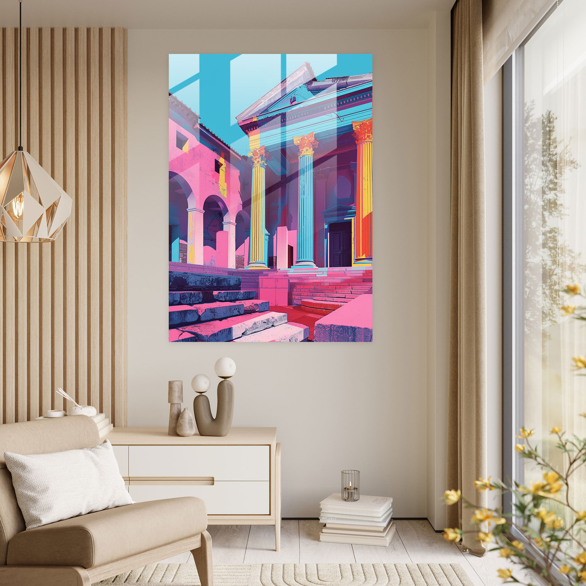 Klasik Pop Sanat Cam Tablo - Klasik Pop Sanat Cam Tablo Ev Dekorasyonu Klasikizmi Pop Sanat ile Birleştirin.