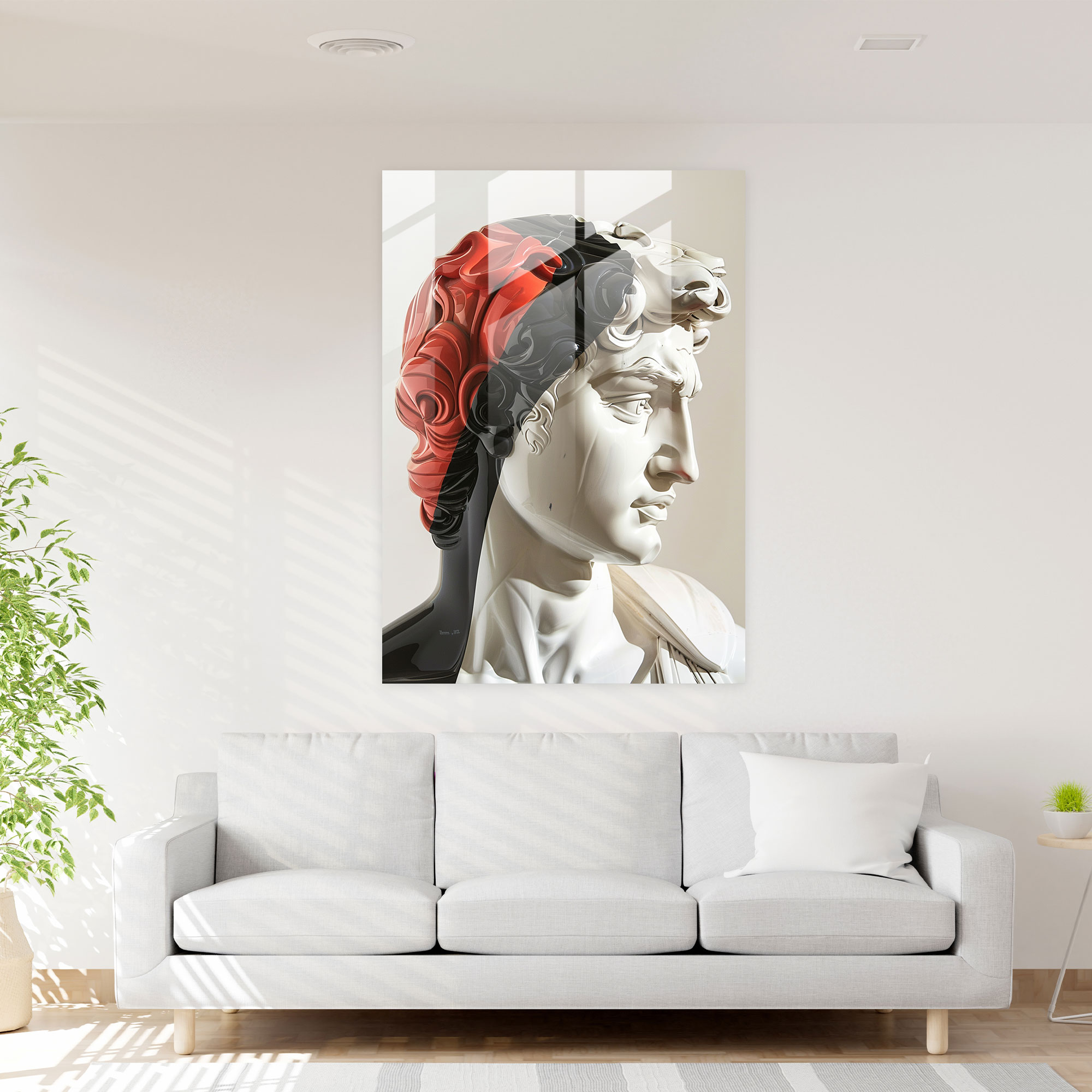 Klasik Pop Sanat Ev Dekorasyonu - Klasik Sanatı ve Pop Sanatı Birleştirin Cam Tablo Ev Dekorasyonu