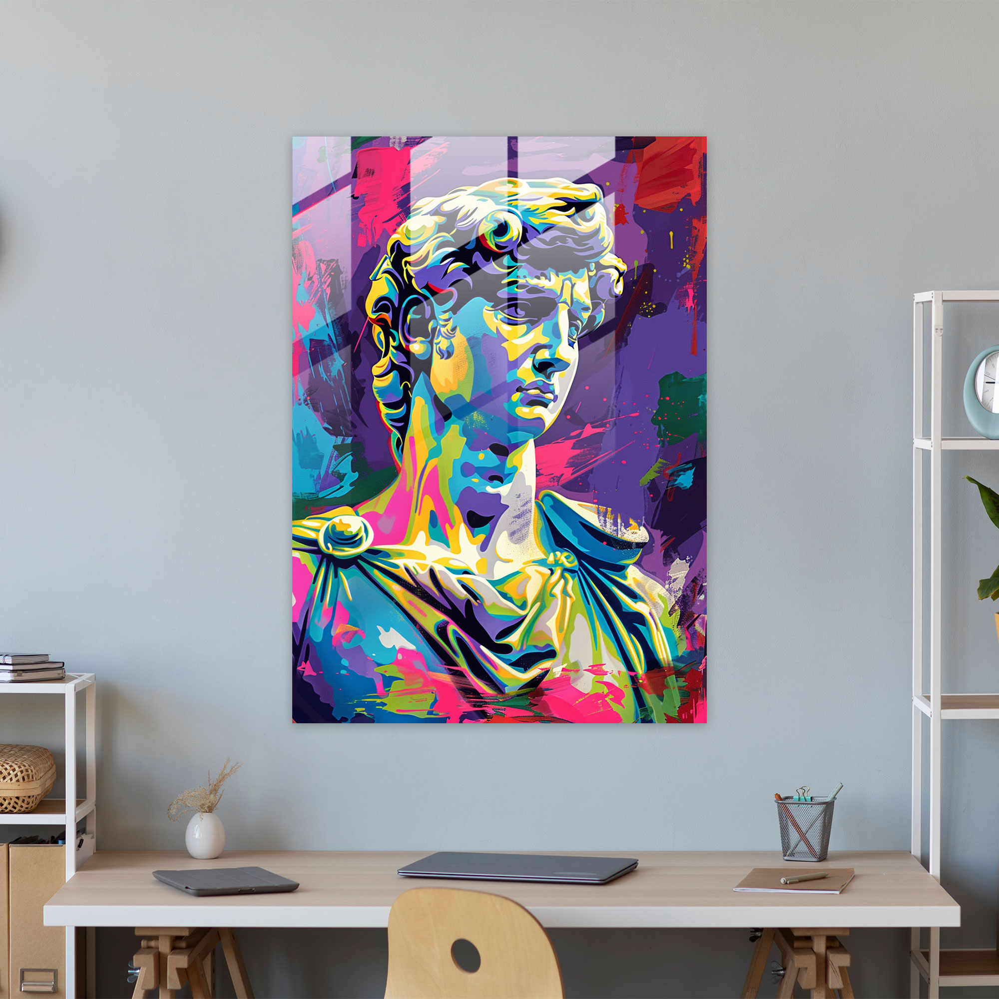 Klasik Pop Sanatı Cam Tablosu - Klasikizm+Popart Modern Sanat Klasikizmi Pop Sanatıyla Birleştir Cam Tablo