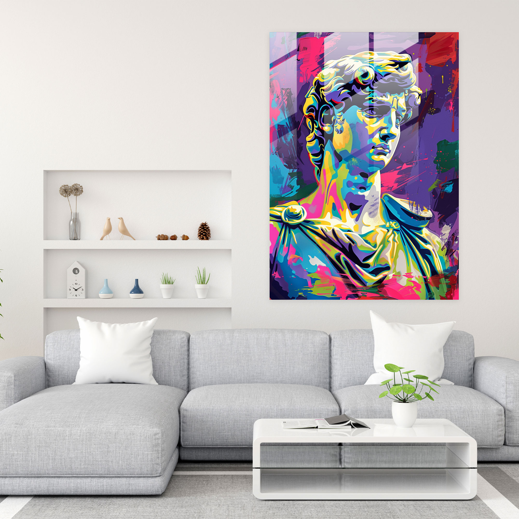 Klasik Pop Sanatı Cam Tablosu - Klasikizm+Popart Modern Sanat Klasikizmi Pop Sanatıyla Birleştir Cam Tablo