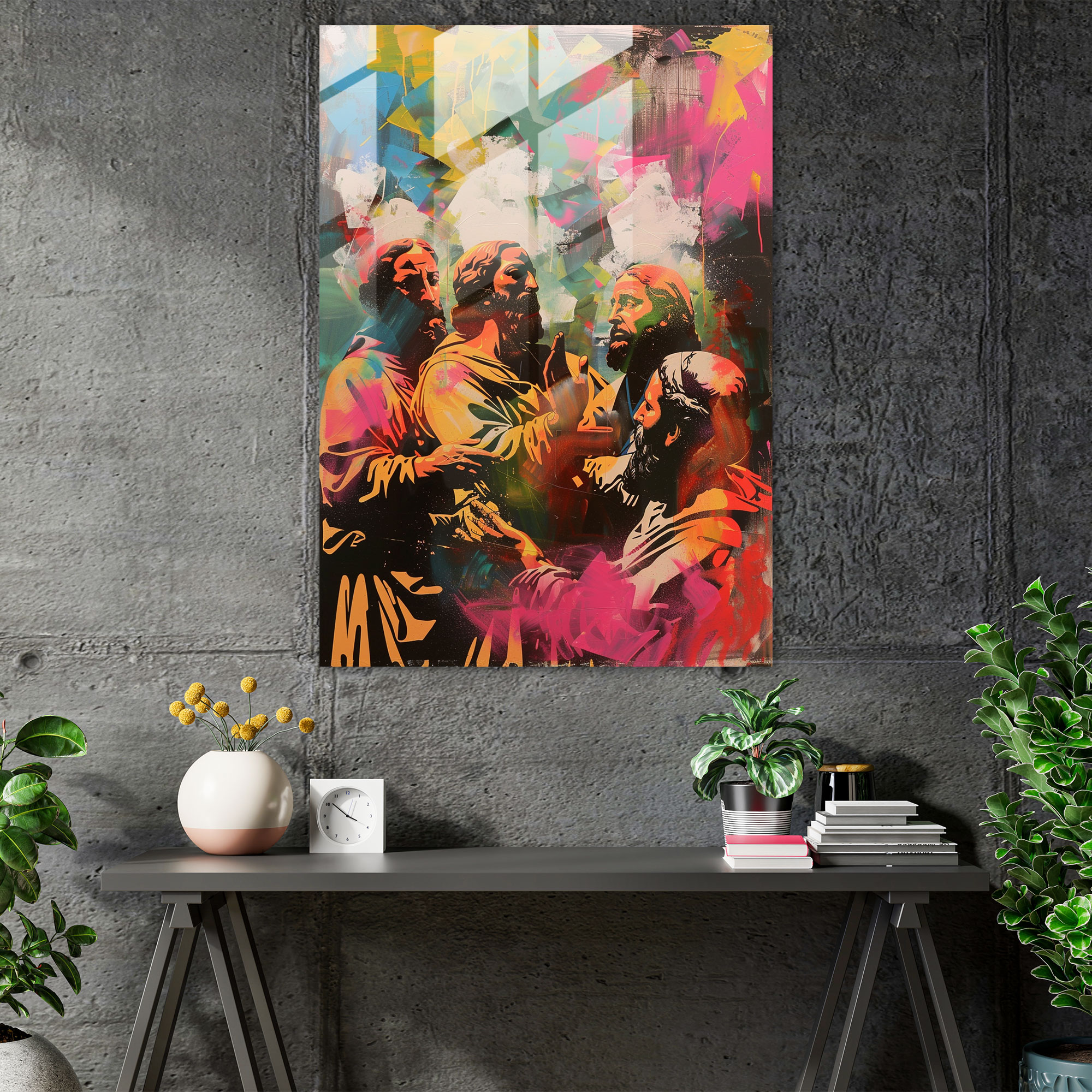 Pop Art Klasikçilik Cam Tablo Sanatı - Klasikçilik ve Pop Art'ı Bir Araya Getiren Cam Tablo Duvar Dekorasyonu