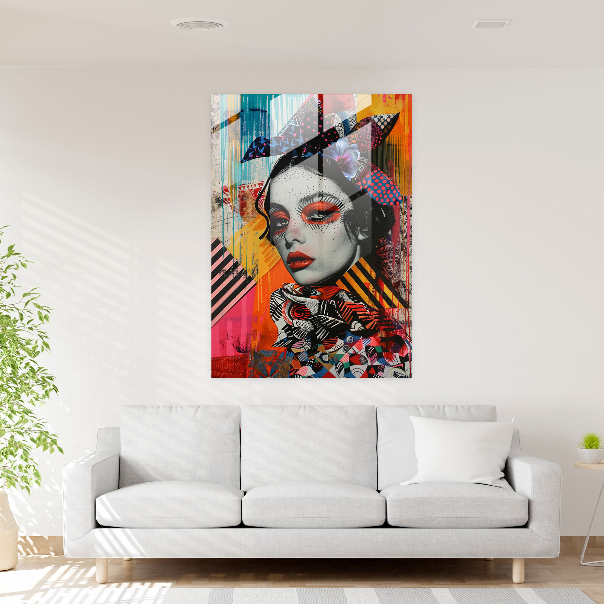 Renaissance Twist Glass Print - Classicism+Popart, Wall Decoration, Modern Art, Glass Wall Art