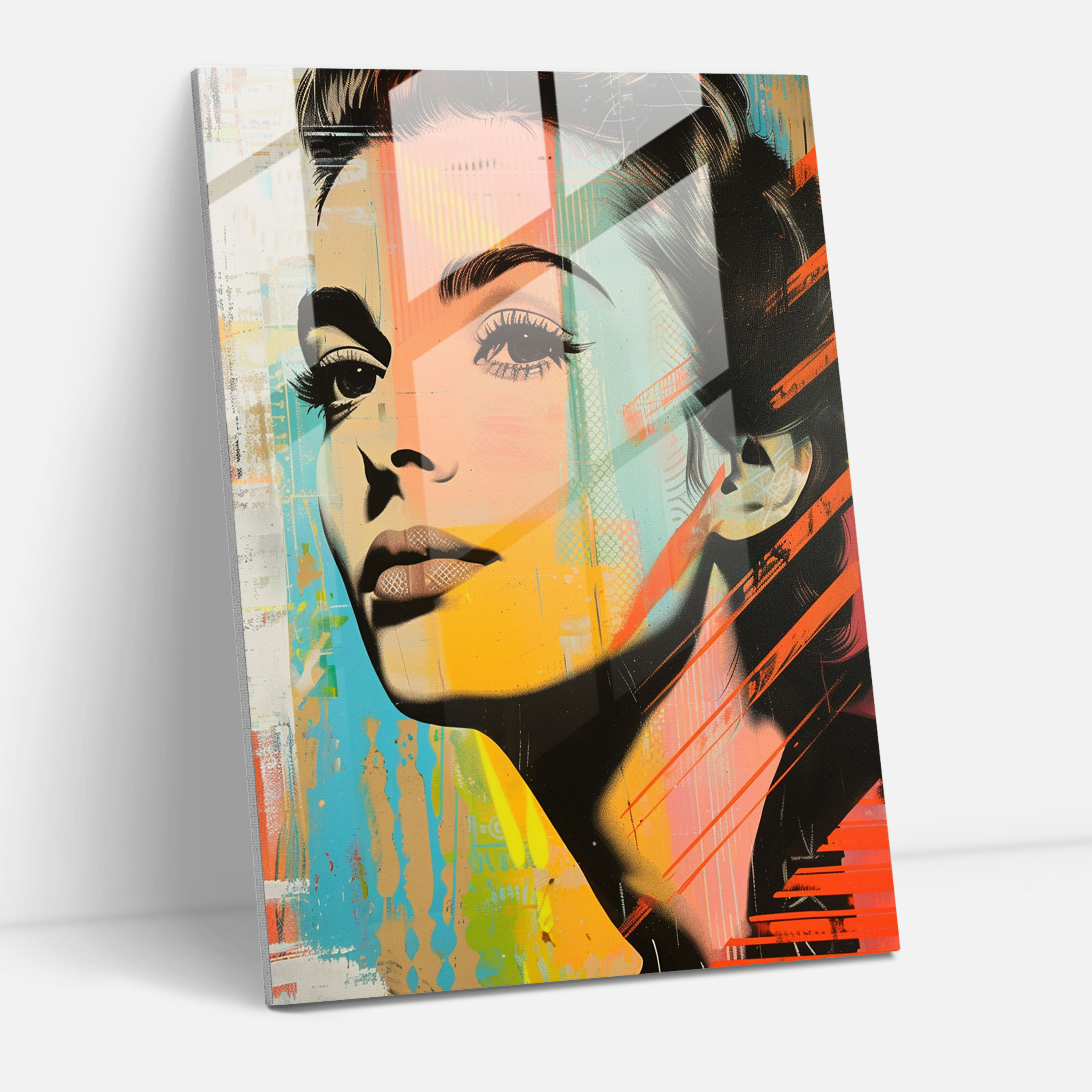 Pop Art Portre Cam Tablo - Klasikizm ve Popart Modern Sanat Cam Tablo Klasikizmi Pop Art ile Birleştirin