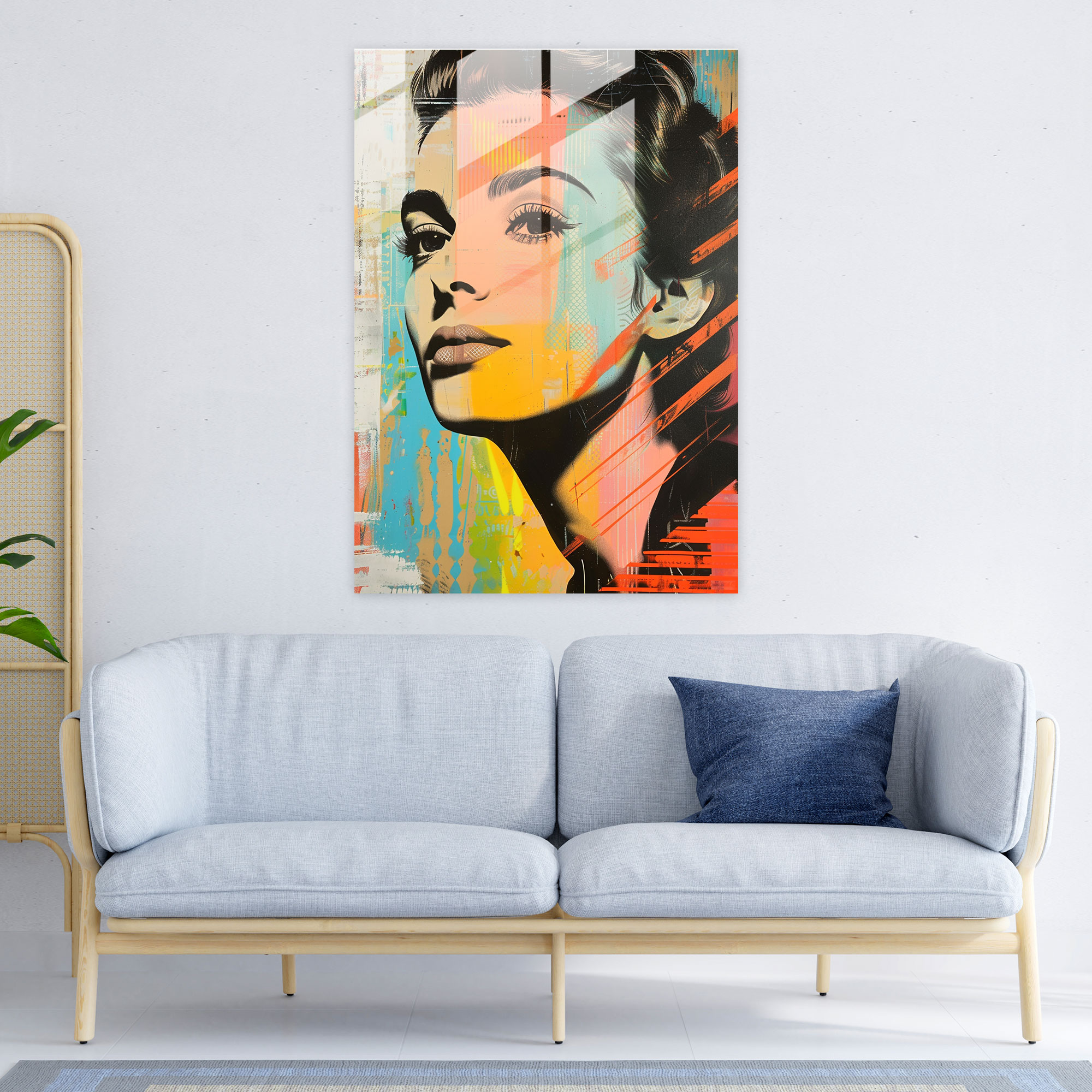 Pop Art Portre Cam Tablo - Klasikizm ve Popart Modern Sanat Cam Tablo Klasikizmi Pop Art ile Birleştirin