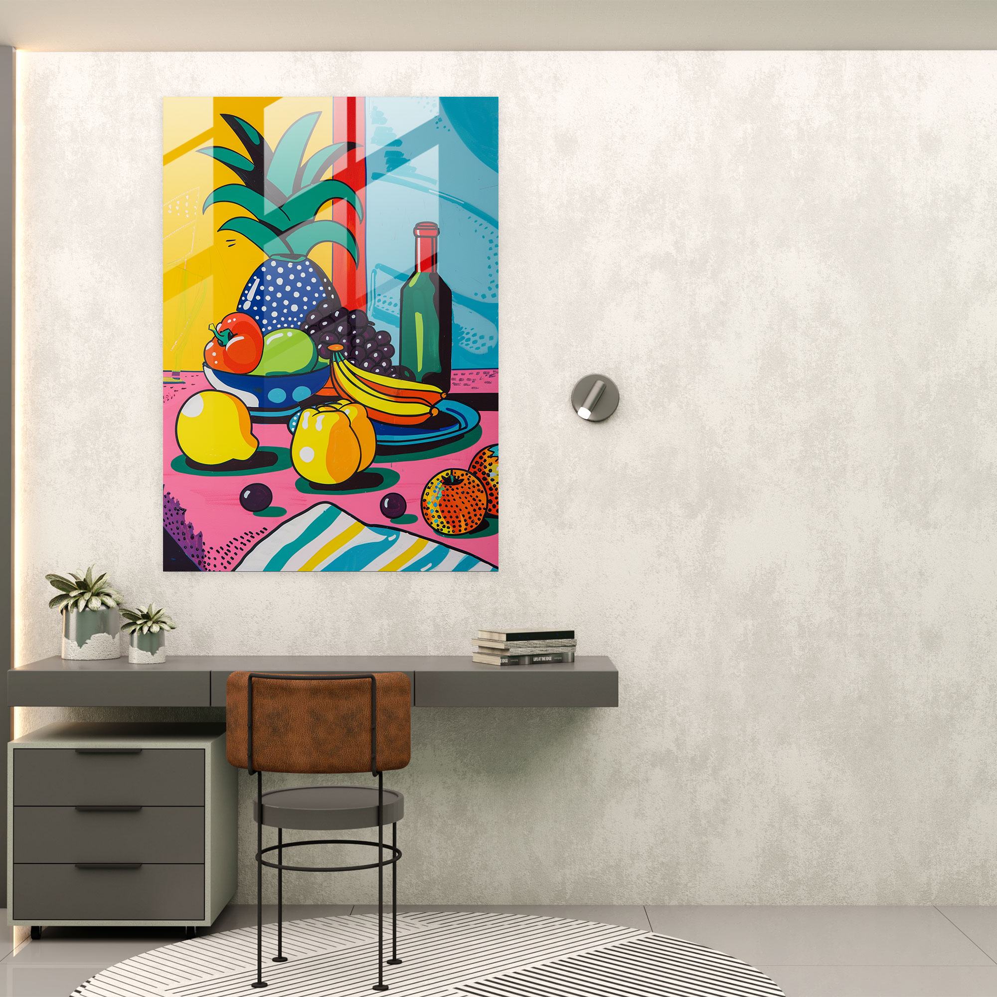 Bold Still Life Glass Print - Classicism+Popart, Home Decoration, Still Life Scene, Pop Art