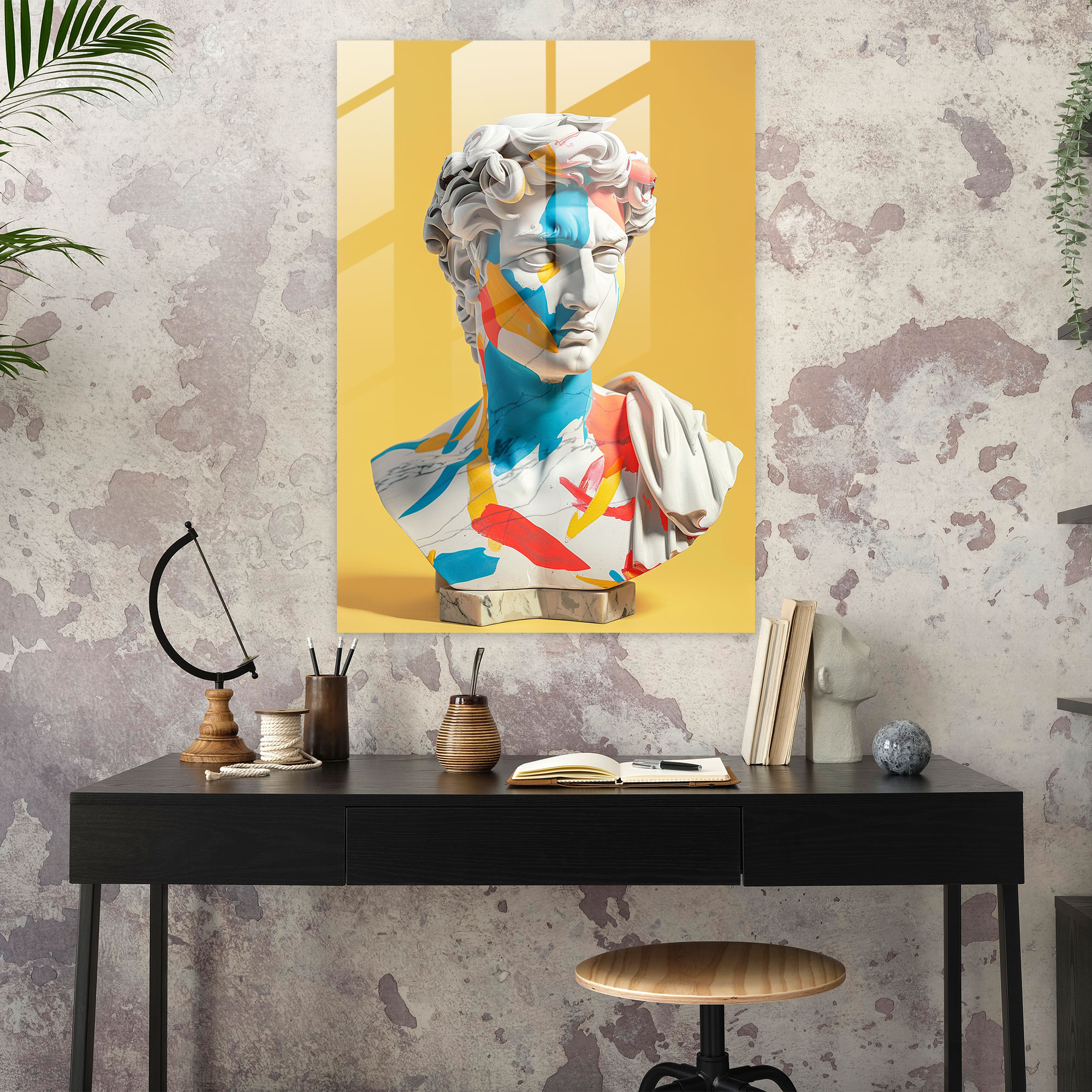 Neoklasik Pop Sanat Cam Tablo - Klasik İncelik+Pop Art Ev Dekorasyonu Modern Sanat