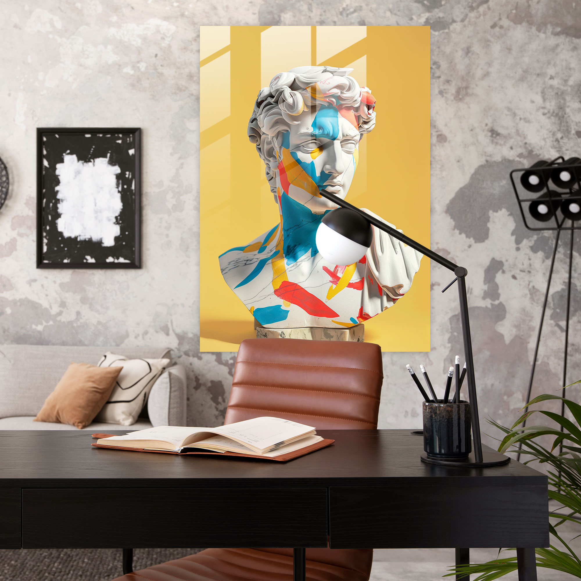 Neoklasik Pop Sanat Cam Tablo - Klasik İncelik+Pop Art Ev Dekorasyonu Modern Sanat