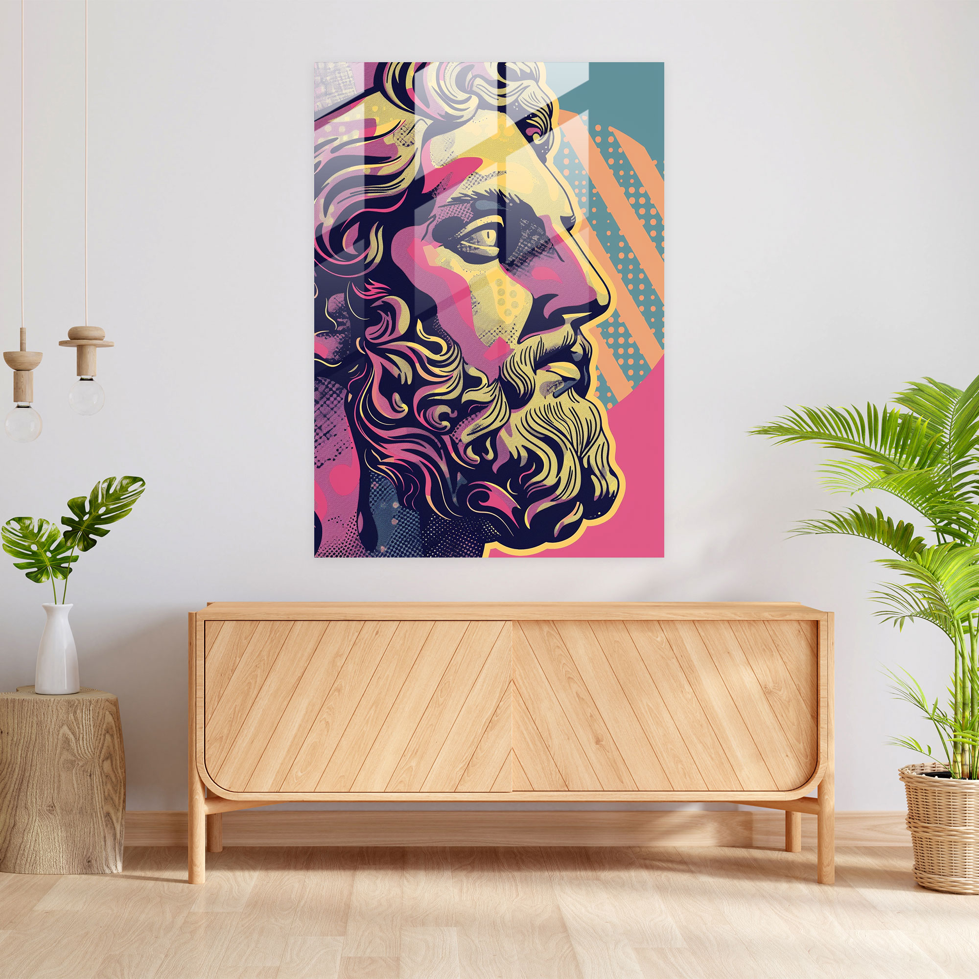 Mitoloji Pop Sanat Cam Duvar Sanatı - Klasizm+Pop Sanat Cam Duvar Sanatı Klasizmi Pop Sanat ile Birleştirin Duvar Dekorasyonu