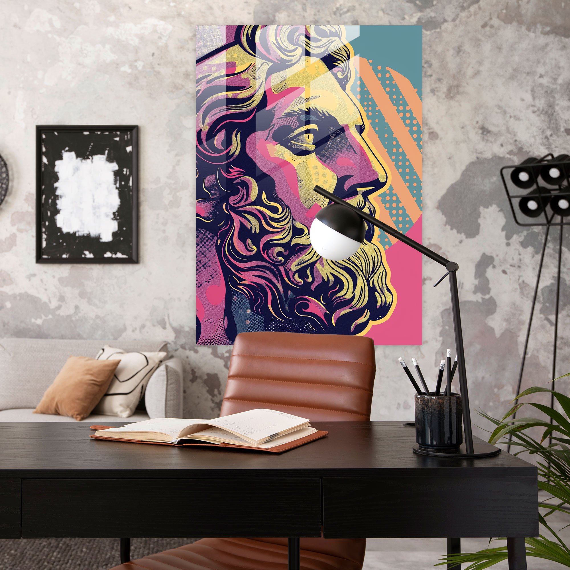 Mitoloji Pop Sanat Cam Duvar Sanatı - Klasizm+Pop Sanat Cam Duvar Sanatı Klasizmi Pop Sanat ile Birleştirin Duvar Dekorasyonu