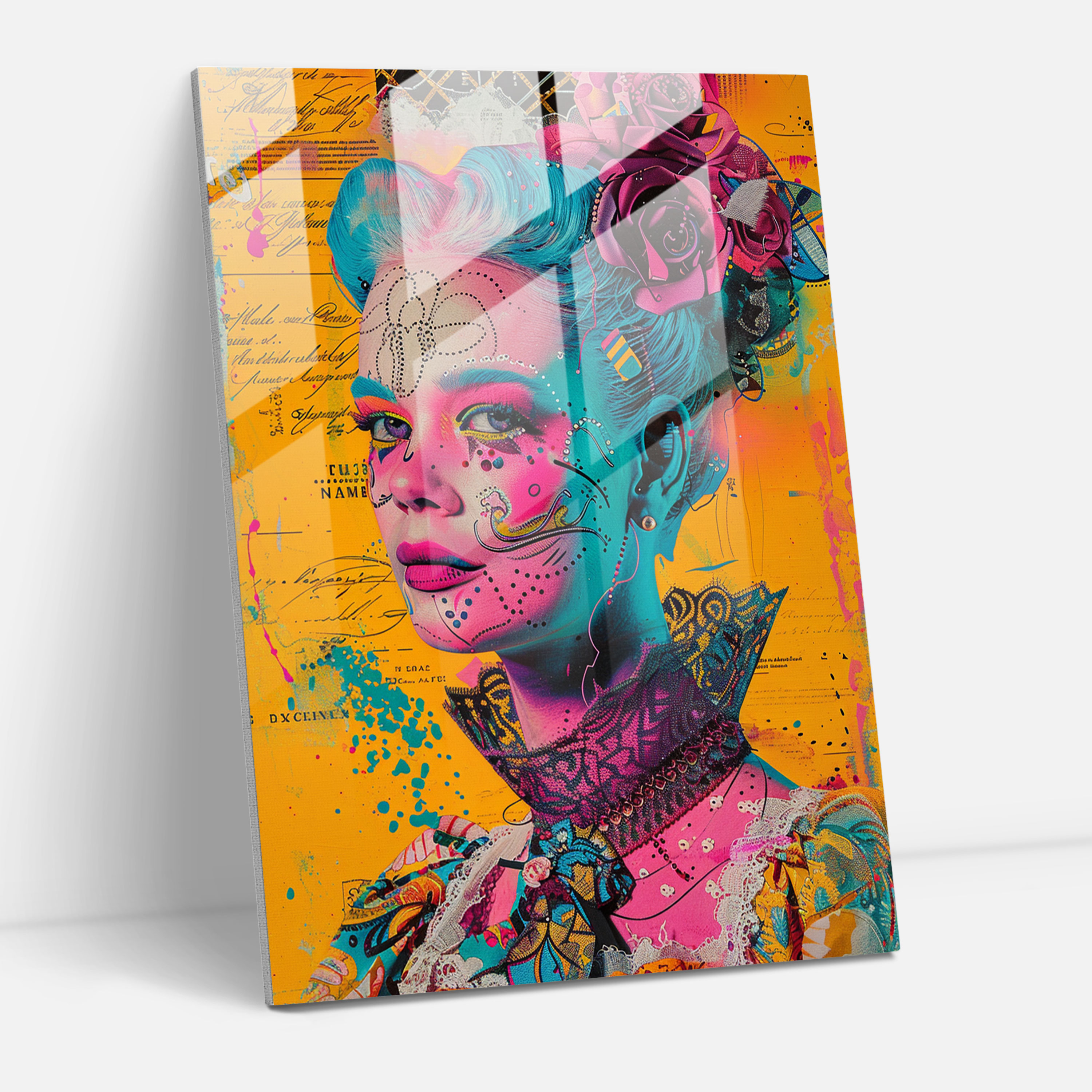 Rococo Pop Art Glass Wall Art - Classicism+Popart, Combine Classicism With Pop Art, Modern Art, Wall Decoration