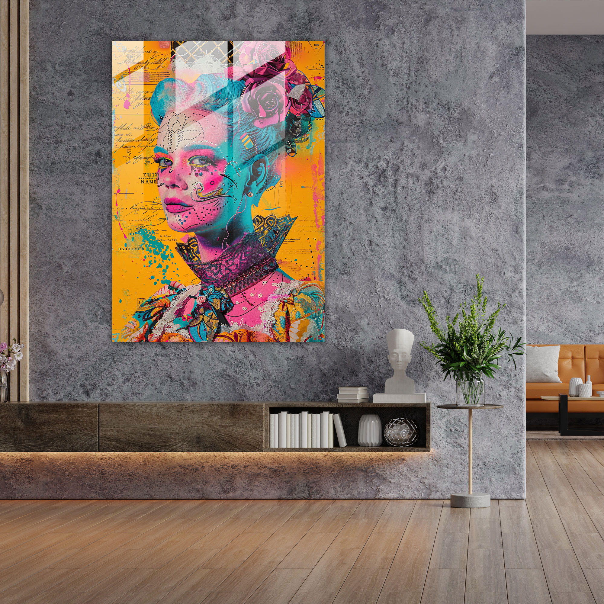 Rococo Pop Art Glass Wall Art - Classicism+Popart, Combine Classicism With Pop Art, Modern Art, Wall Decoration