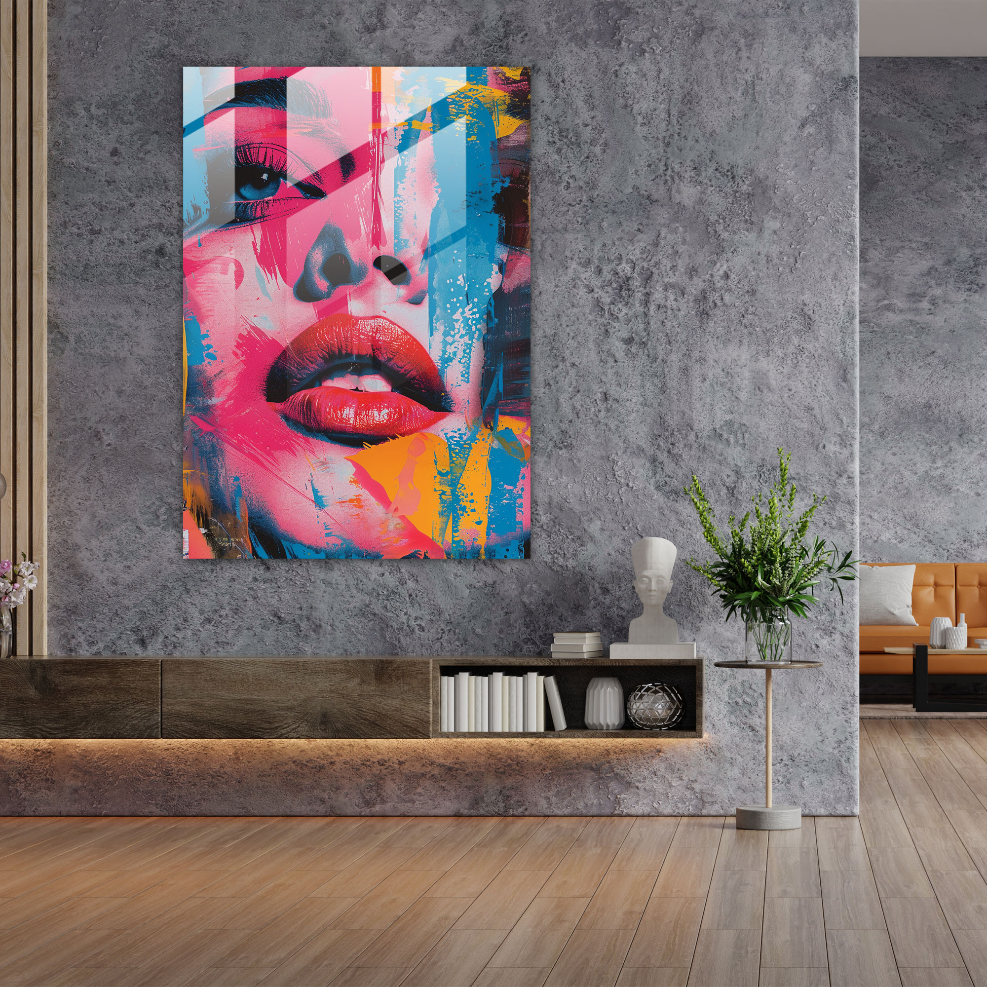 Empresyonist Pop Sanatı Cam Tablosu - Klasikizm+Popart Modern Sanat Cam Tablo