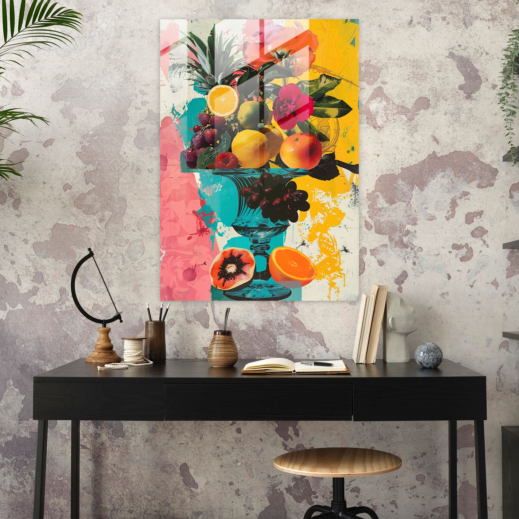Still Life Pop Art Glass Wall Art - Classicism+Popart, Combine Classicism With Pop Art, Home Decoration, Glass Wall Art