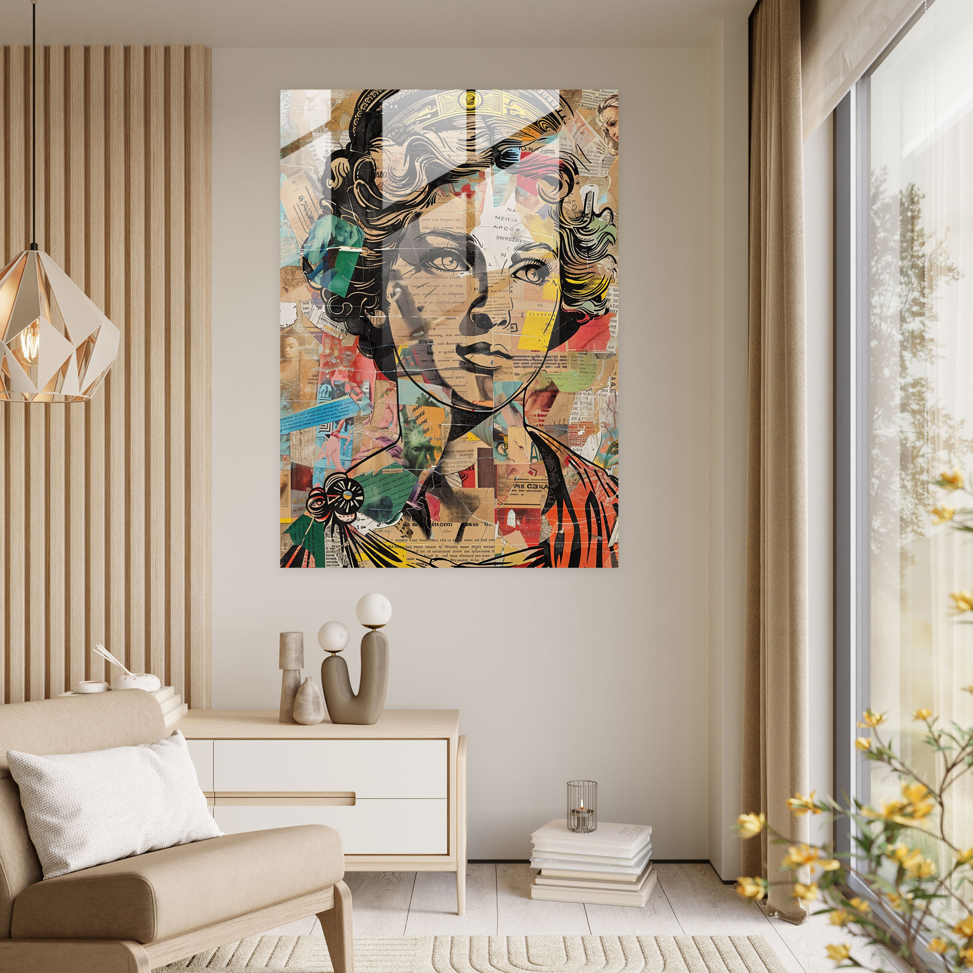 Yunan Tanrıçası Pop Art Cam Tablo - Klasizm ve Pop Art'ı Birleştirin Modern Sanat Cam Sanatı