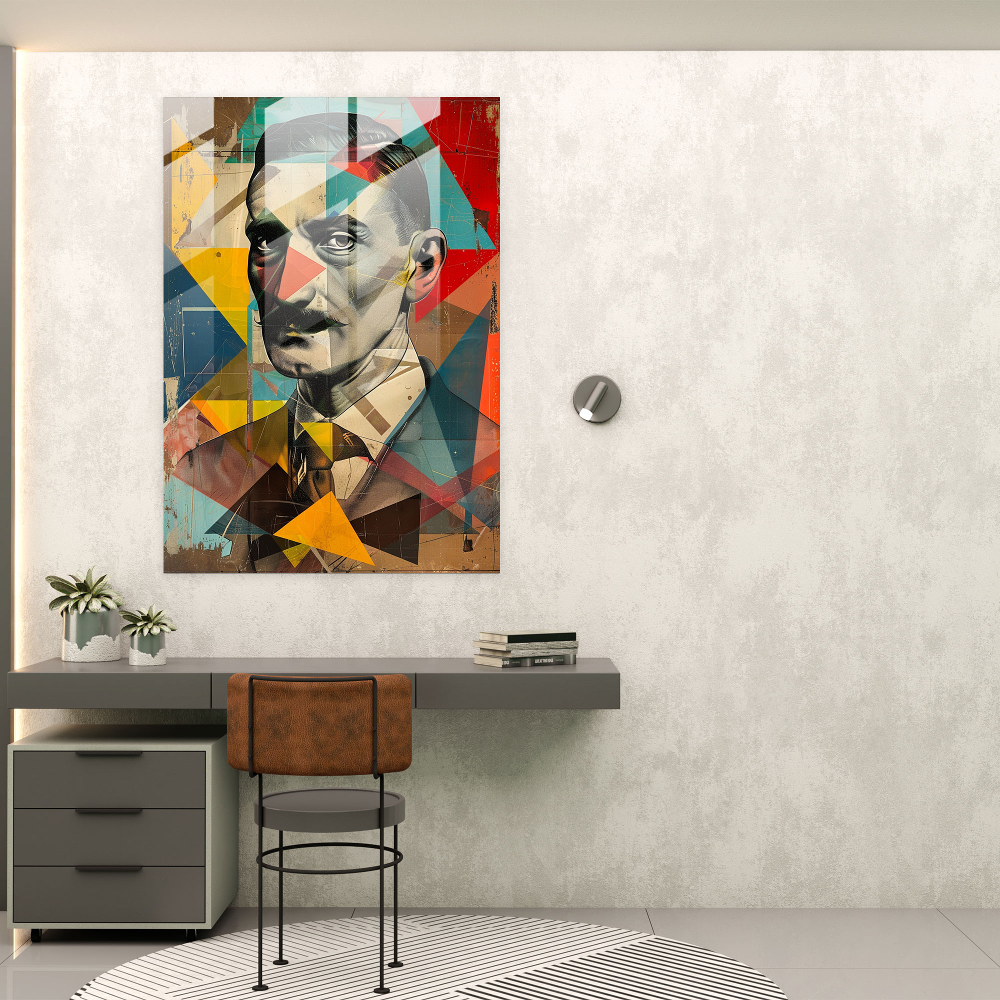 Geometrik Portre Cam Tablo - Klasizm+Popart Cam Sanatı Modern Sanat