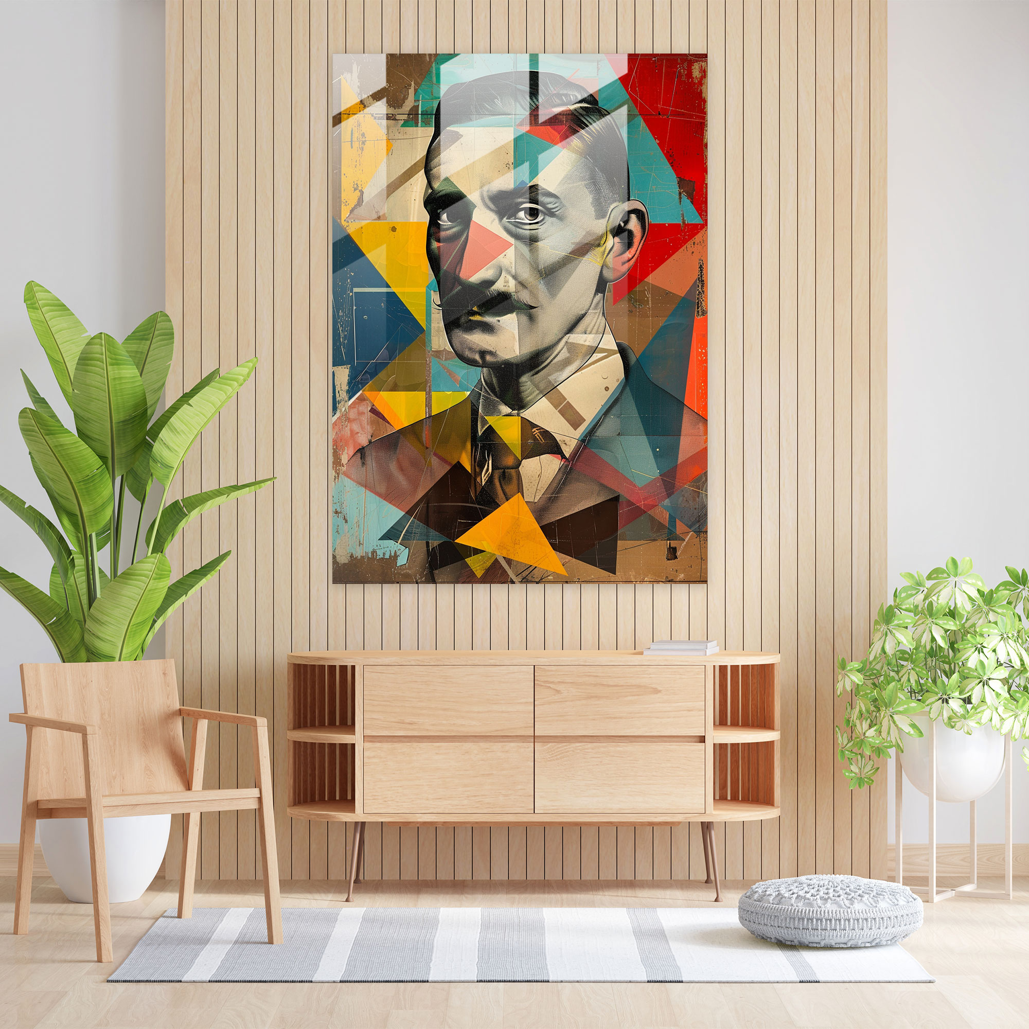 Geometrik Portre Cam Tablo - Klasizm+Popart Cam Sanatı Modern Sanat