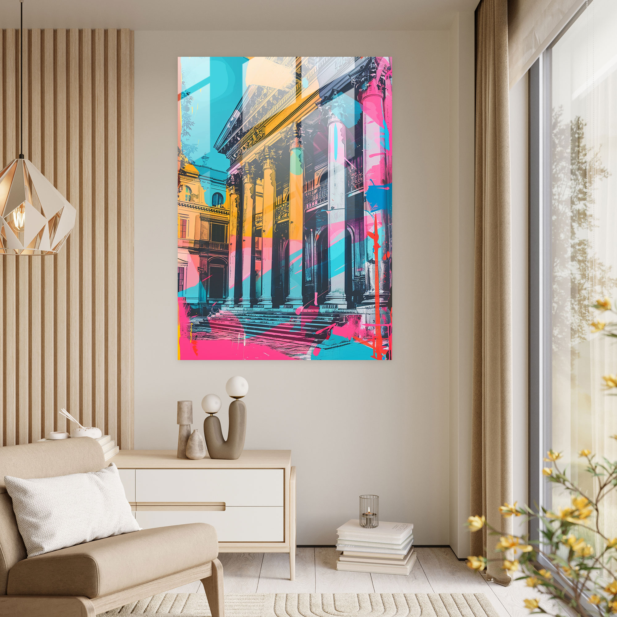 Graffiti Mimarisi Cam Duvar Sanatı - Klasik + Popart Modern Sanat Cam Sanatı Klasikizmi Pop Sanatı ile Birleştirin