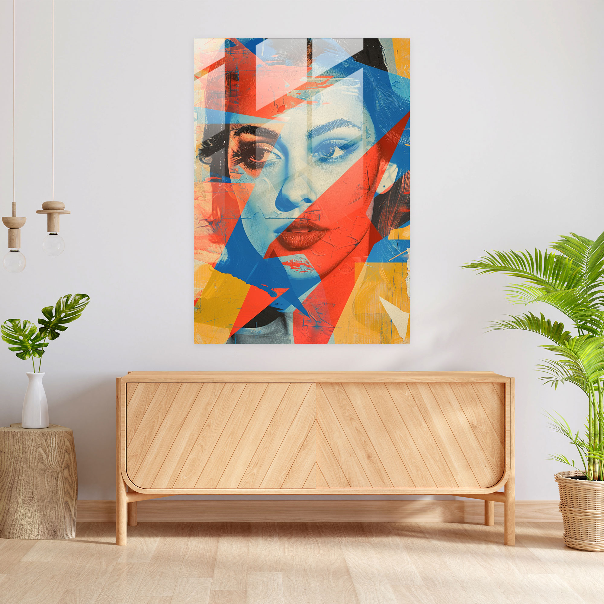 Abstract Portrait Glass Wall Art - Classicism+Popart, Glass Wall Art, Wall Decoration, Glass Art