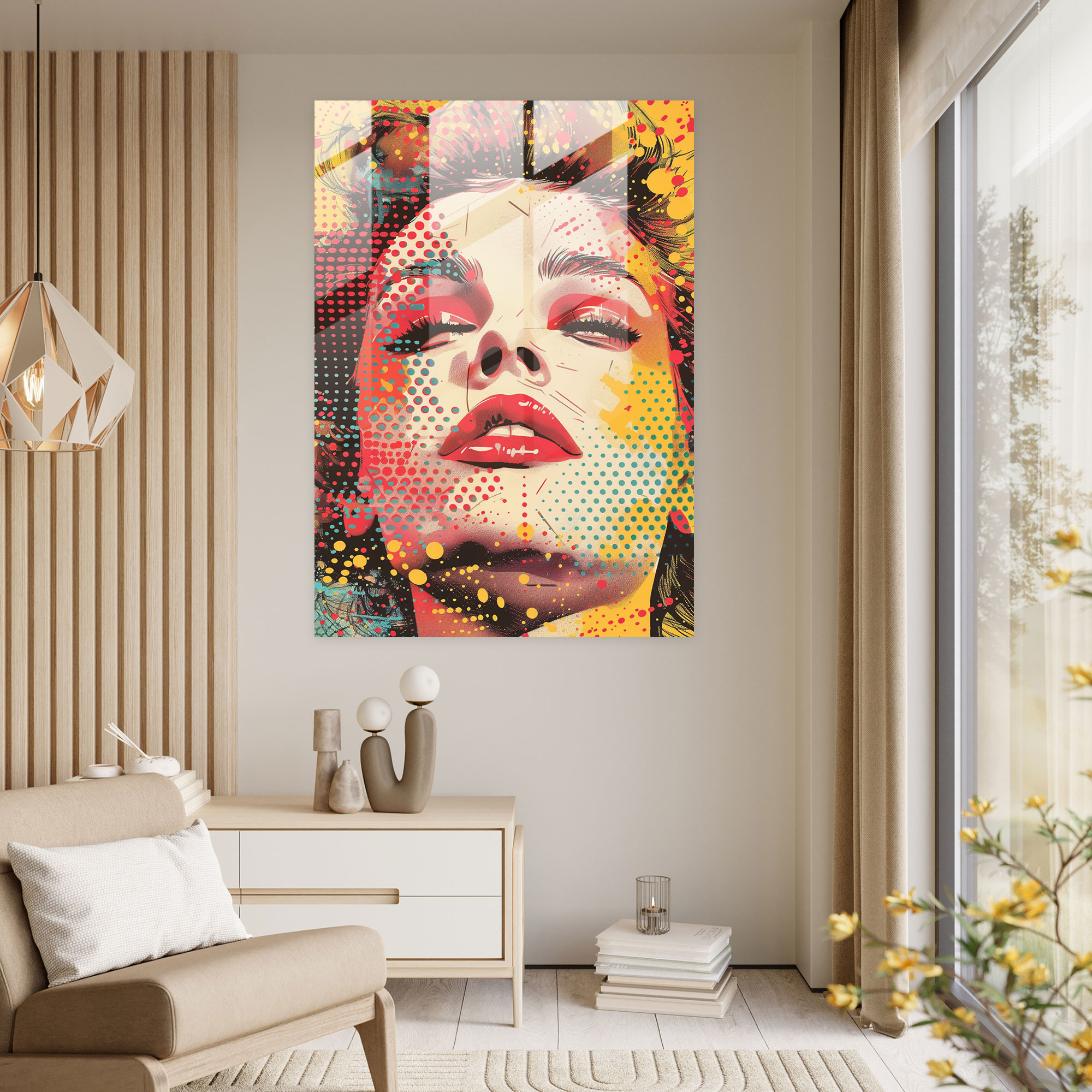 Noktalı Resim Baskılı Cam Sanatı - Klasikizm ve Pop Art'ı Birleştirin Cam Sanatı Duvar Dekorasyonu