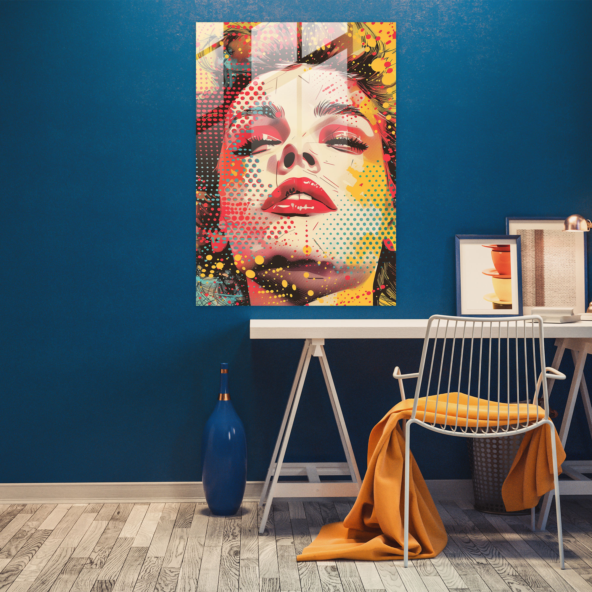 Noktalı Resim Baskılı Cam Sanatı - Klasikizm ve Pop Art'ı Birleştirin Cam Sanatı Duvar Dekorasyonu