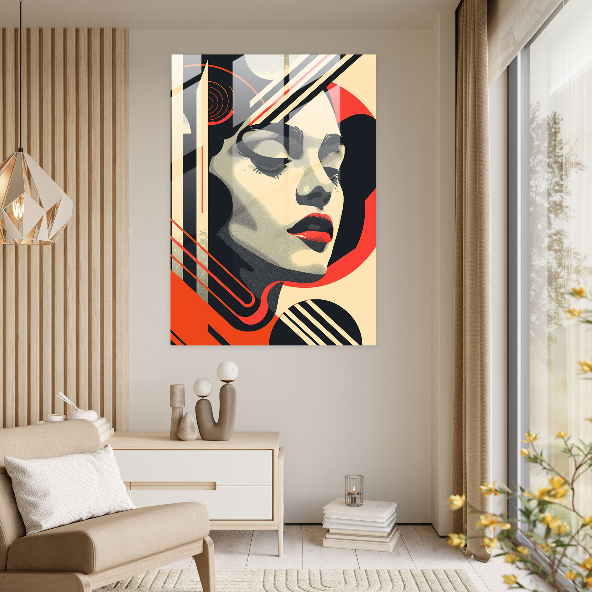 Typographic Art Deco Glass Print - Classicism+Popart, Wall Decoration, Modern Art, Glass Print
